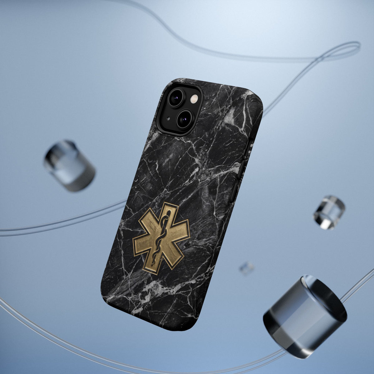 Paramedic/EMT Marble Phone Case — Magnetic Wireless Charging Cover