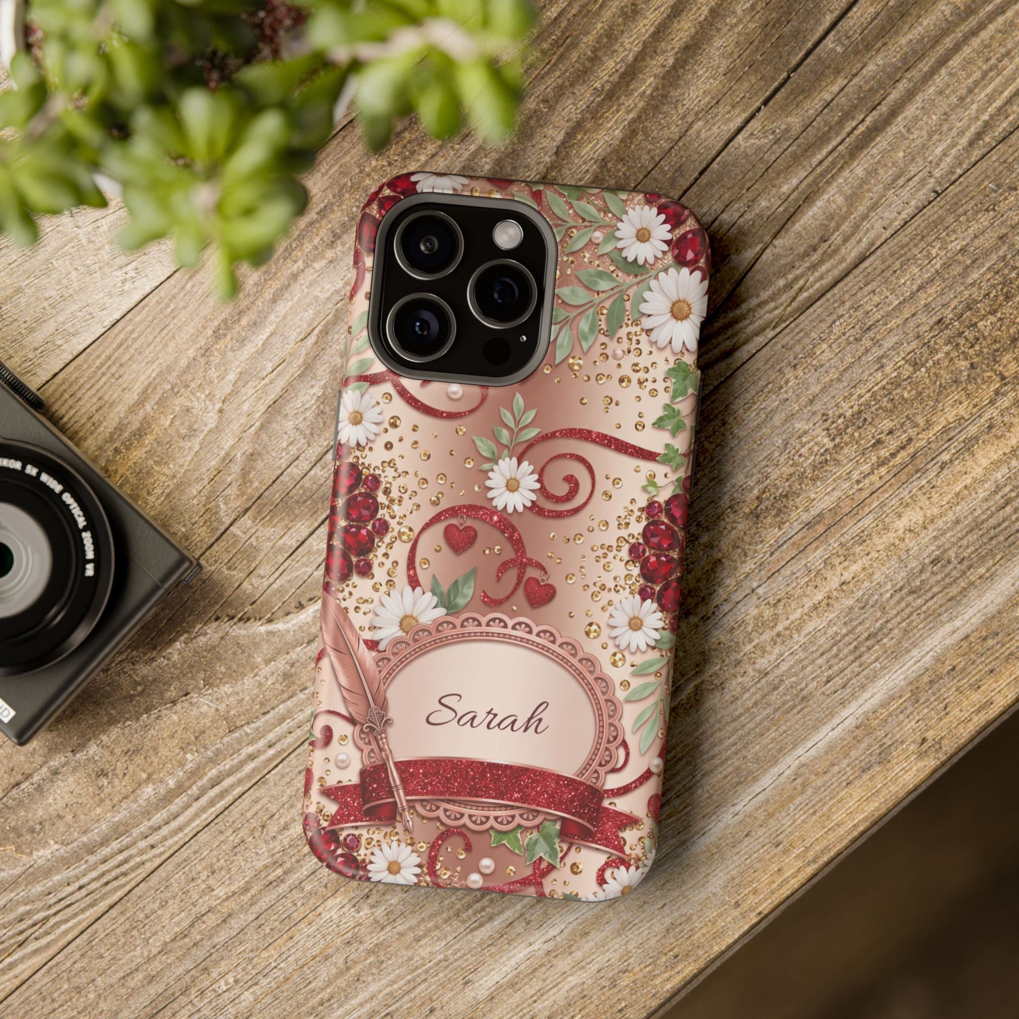 Personalized Vintage Floral Teacher Phone Case — Wireless Charging Cover
