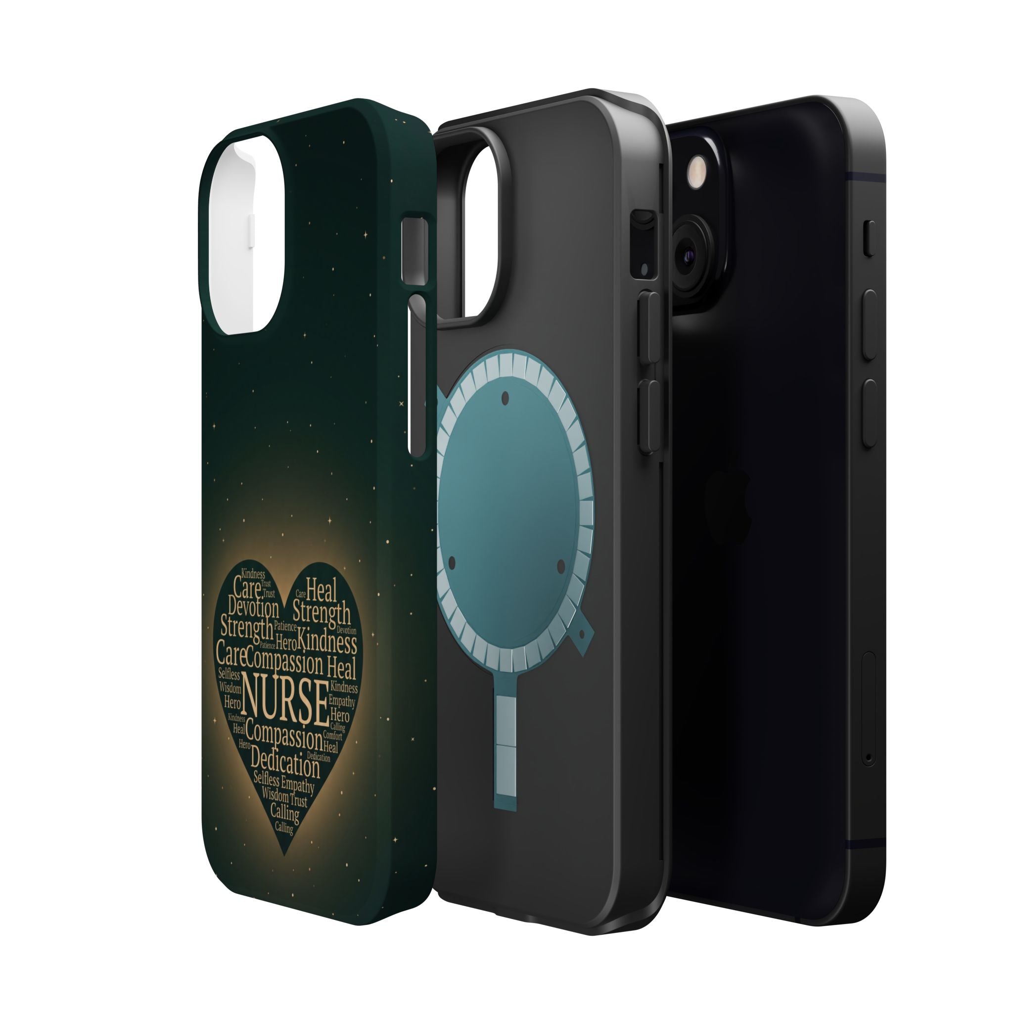 Nurse Heart Word and Art Phone Case — Impact-Resistant Wireless Charging Cover