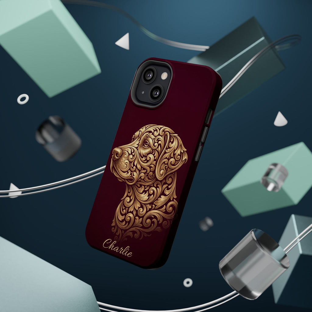 Personalized Gold Filigree Labrador Phone Case — Tough Magnetic Case with Wireless Charging
