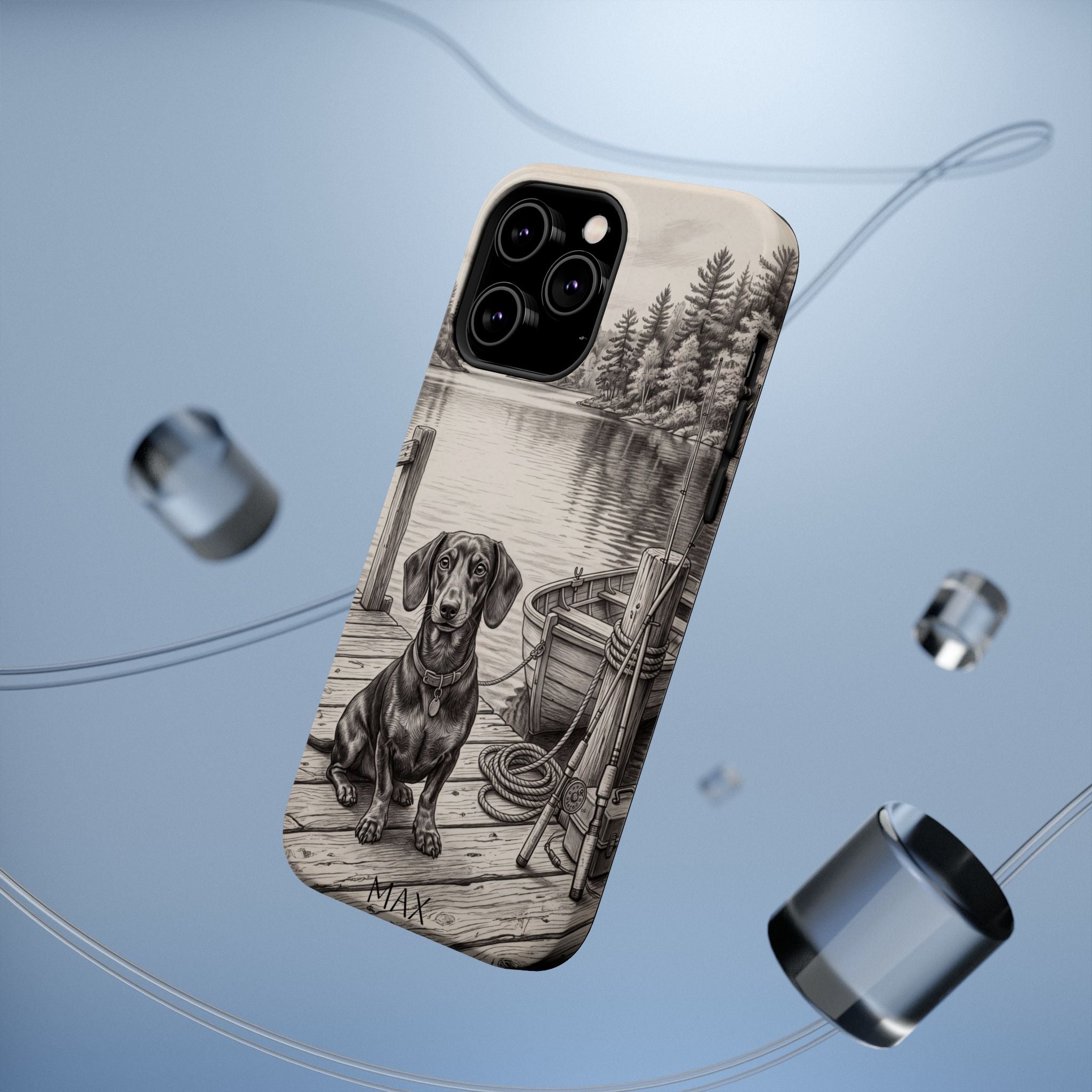 Personalized Dachshund Sunset Beach Phone Case — Wireless Charging Cover