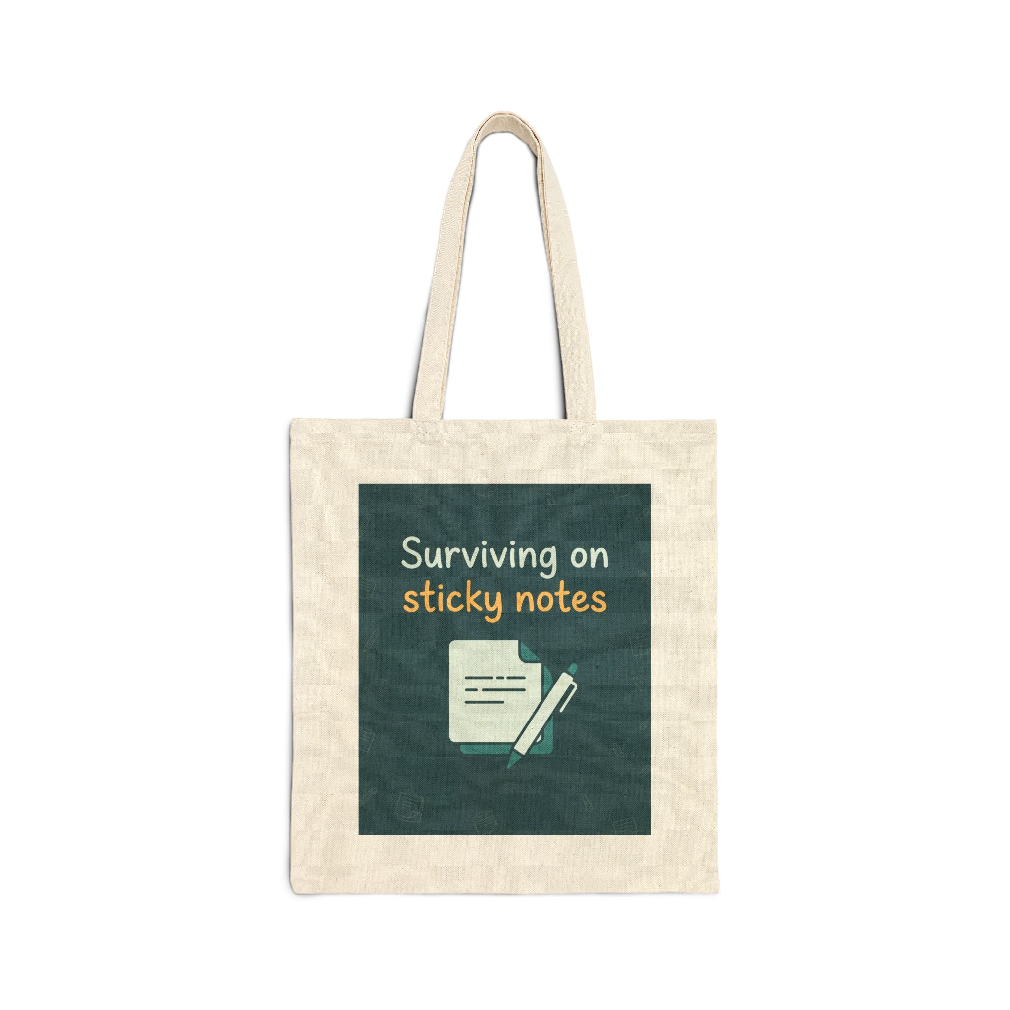 ⁠Surviving on Sticky Notes | Teacher Tote Bag | Teacher Appreciation Gift, Funny Teacher Tote Bag
