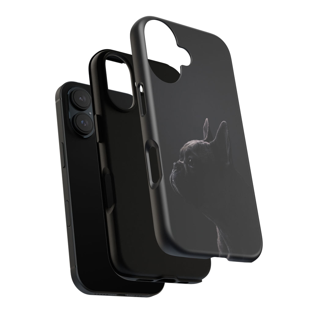 Silhouette French Bulldog Phone Case | Minimalist Black-on-Black Frenchie Profile | iPhone & Samsung