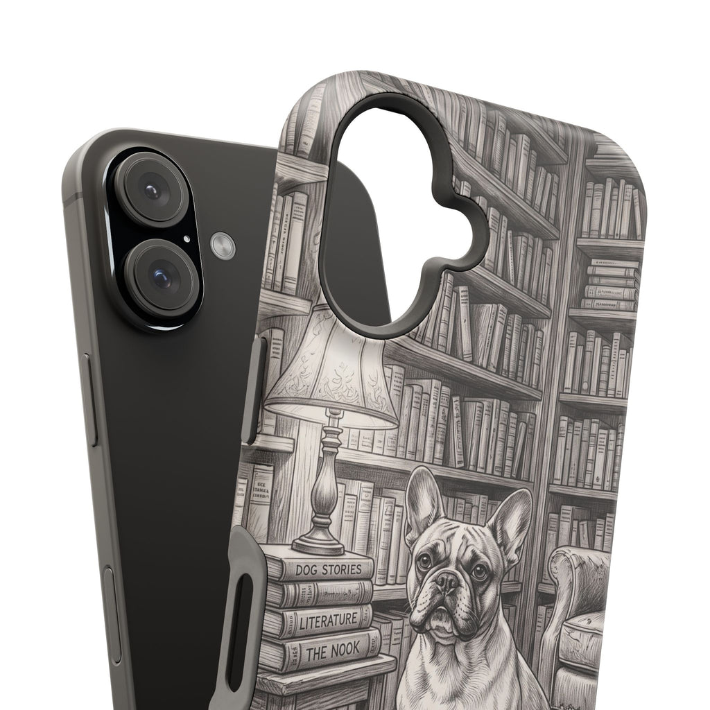Personalized French Bulldog Library Study Phone Case — Wireless Charging Cover