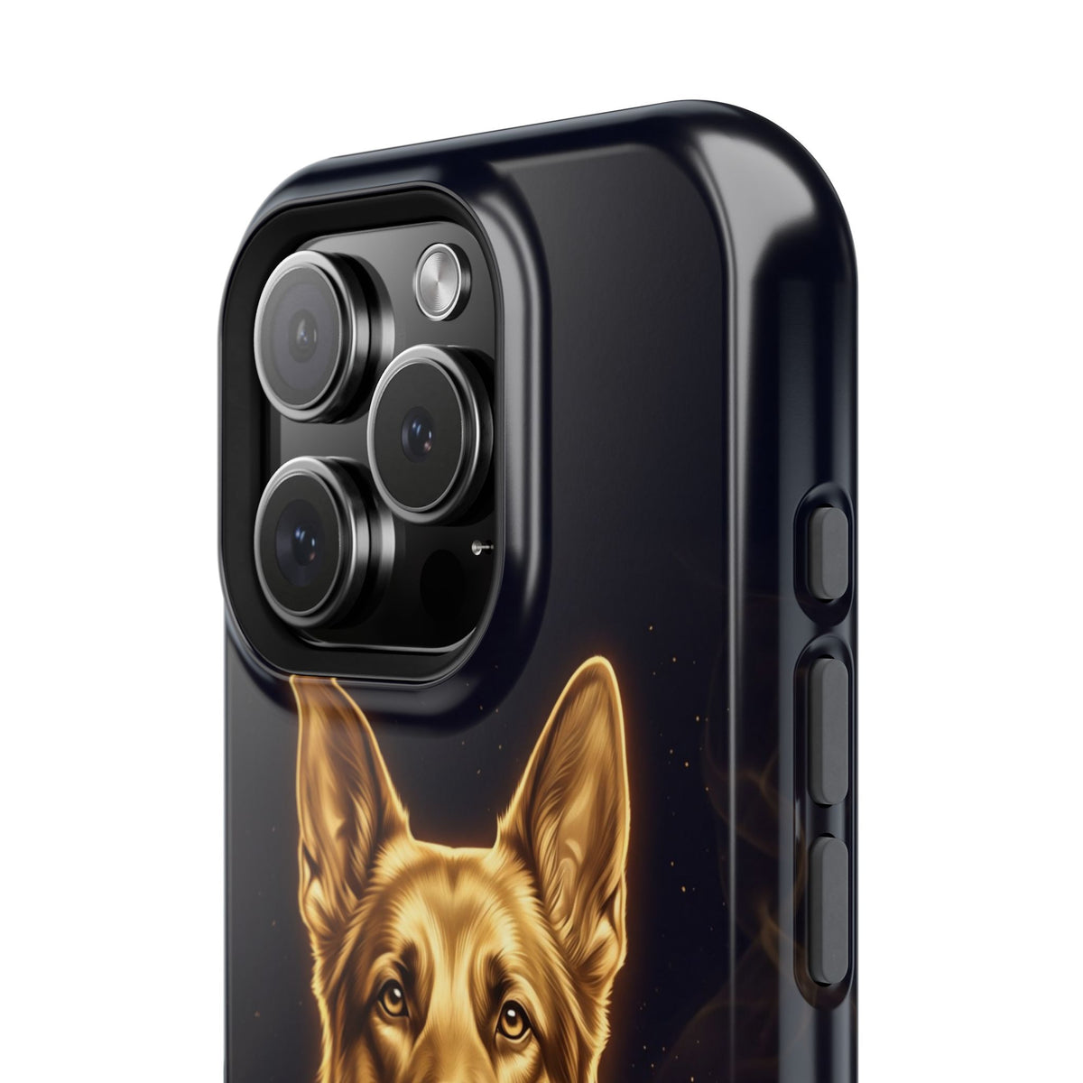 German Shepherd Phone Case | Personalized Gold Glow Art — Tough Magnetic Case with Wireless Charging