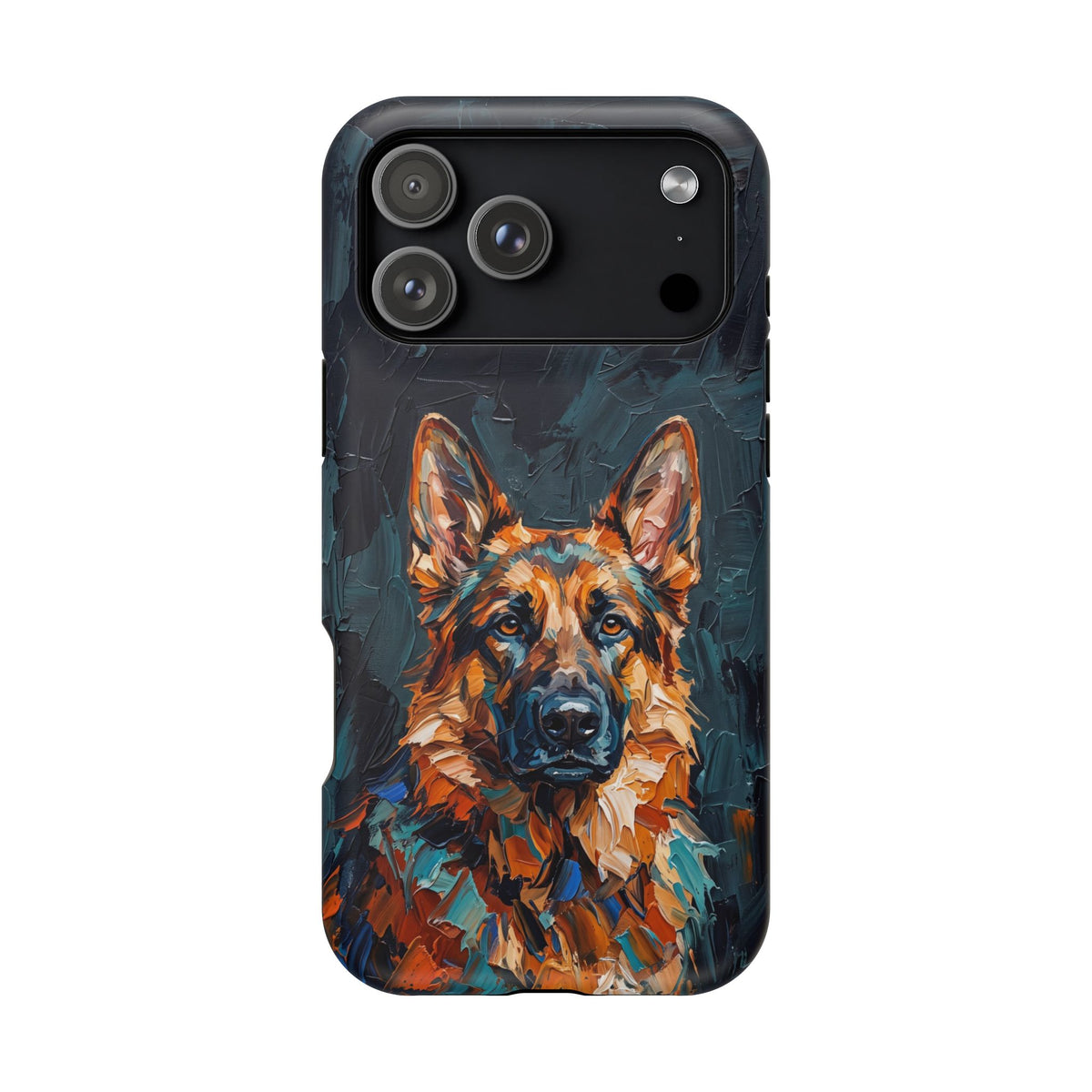 German Shepherd Phone Case | Palette Knife Painting Art — Tough Magnetic Case with Wireless Charging