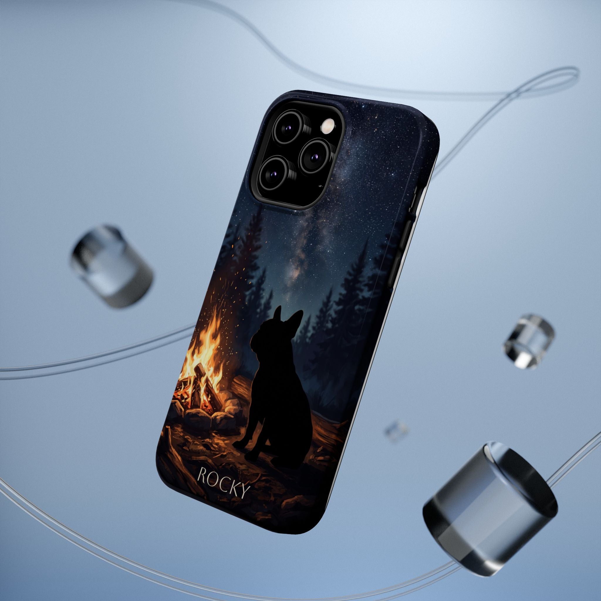 Personalized French Bulldog Campfire Phone Case — Wireless Charging Cover