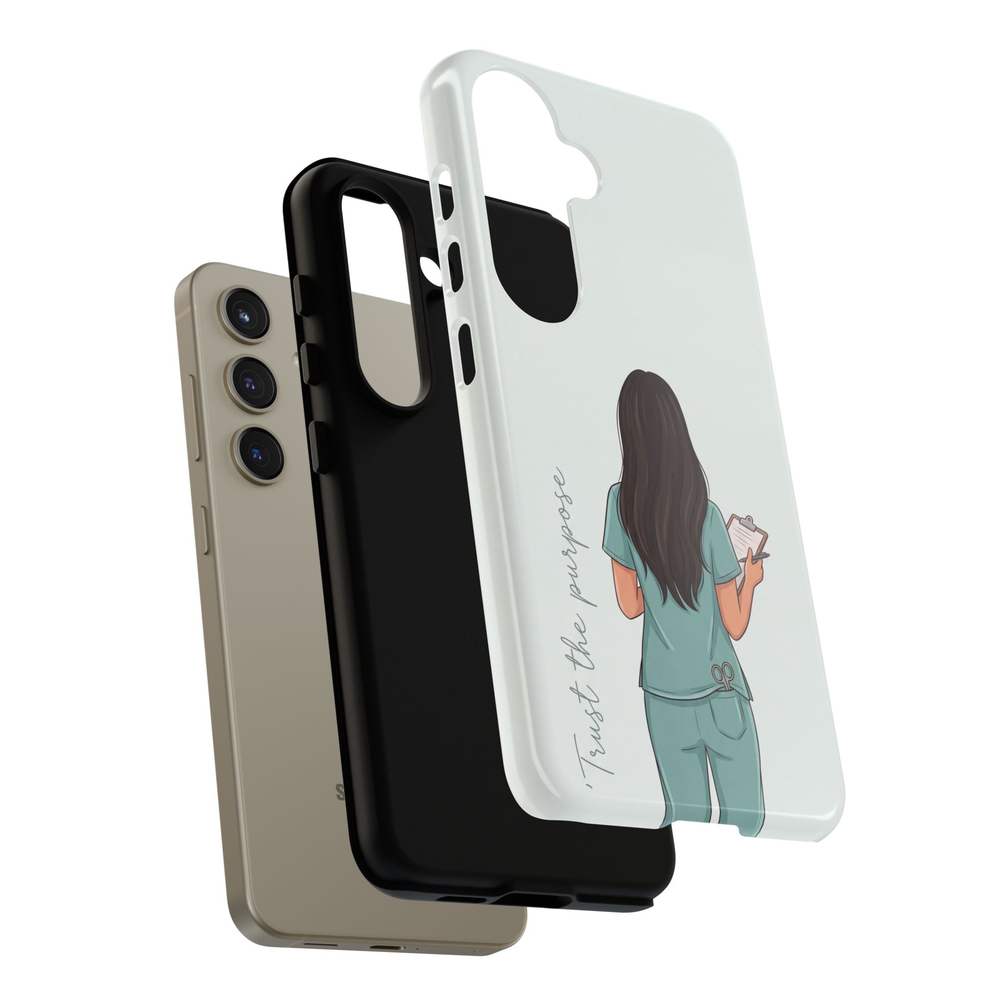 "Trust the Purpose" Nurse Phone Case | Illustrated Nurse in Scrubs Design | iPhone & Samsung
