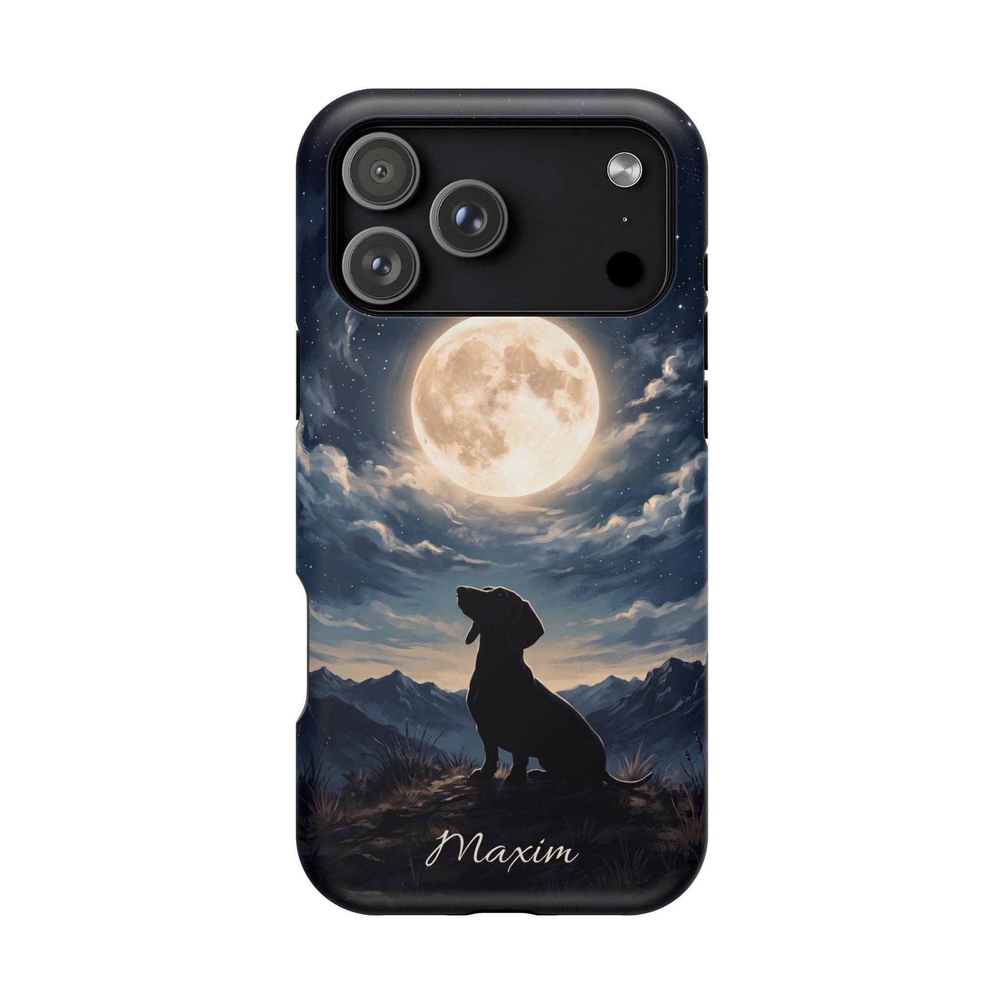 Personalized Dachshund Moonlight Phone Case — Wireless Charging Cover