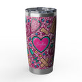 Personalized Nurse Tumbler – Custom Name Pink Glitter Heart Design 20 oz