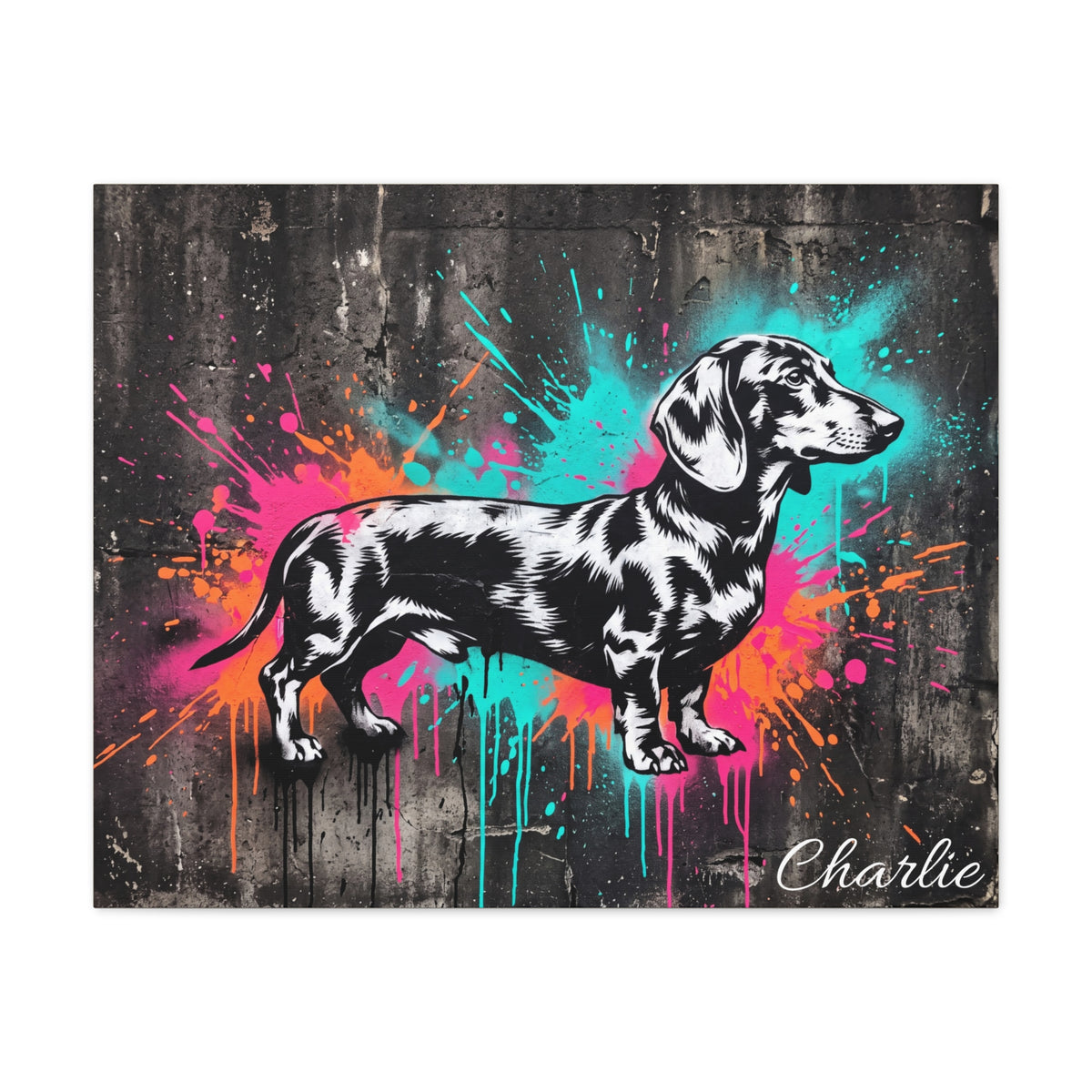 Dachshund Personalized Canvas | Graffiti Street Art Wall Art