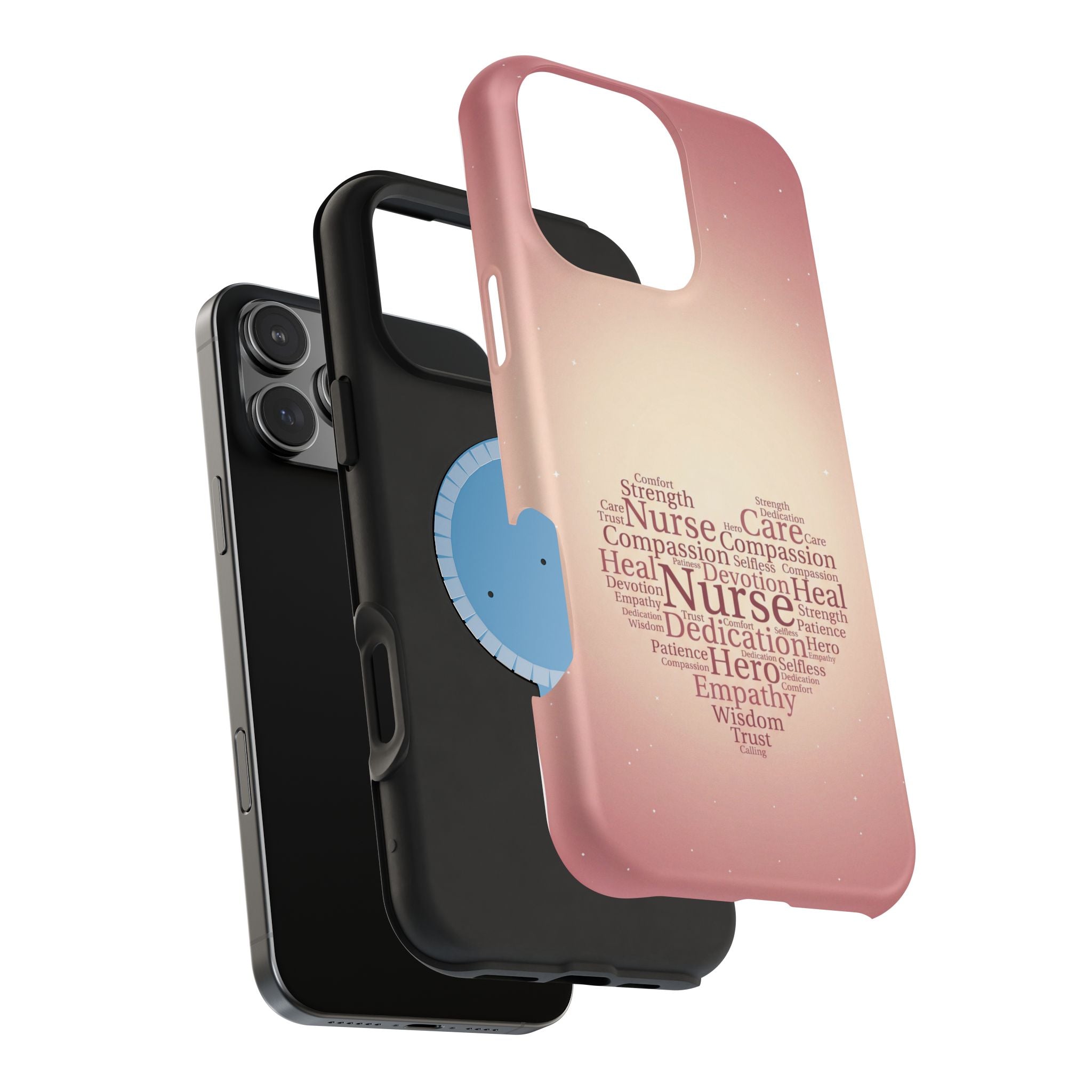 Nurse Heart Word Art Phone Case — Impact-Resistant Wireless Charging Cover