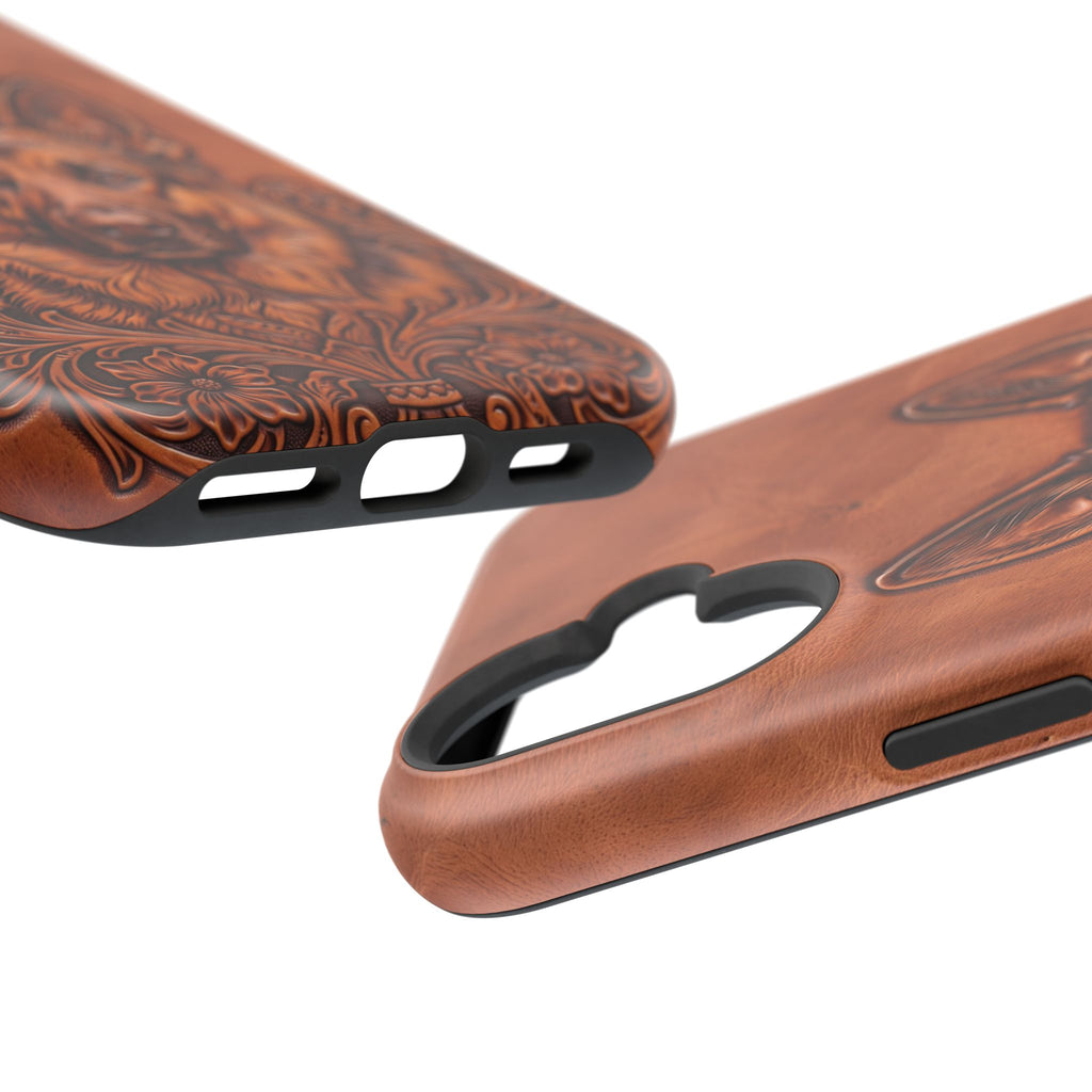 German Shepherd Phone Case | Western Tooled Art — Tough Magnetic Case with Wireless Charging