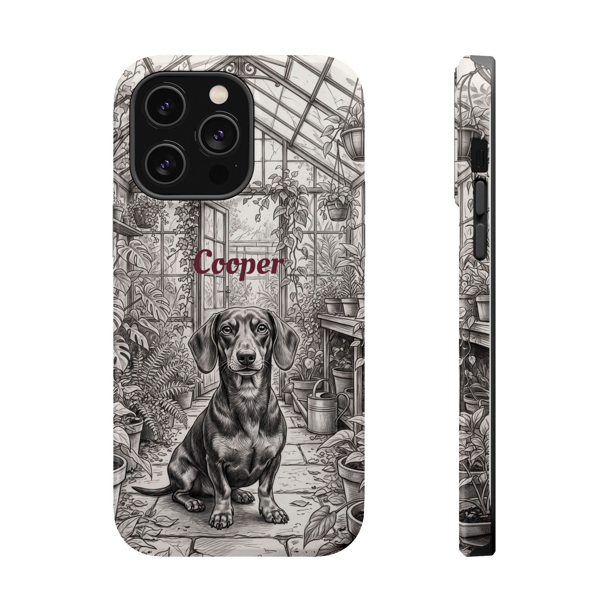 Personalized Dachshund Vintage Greenhouse Phone Case — Wireless Charging Cover
