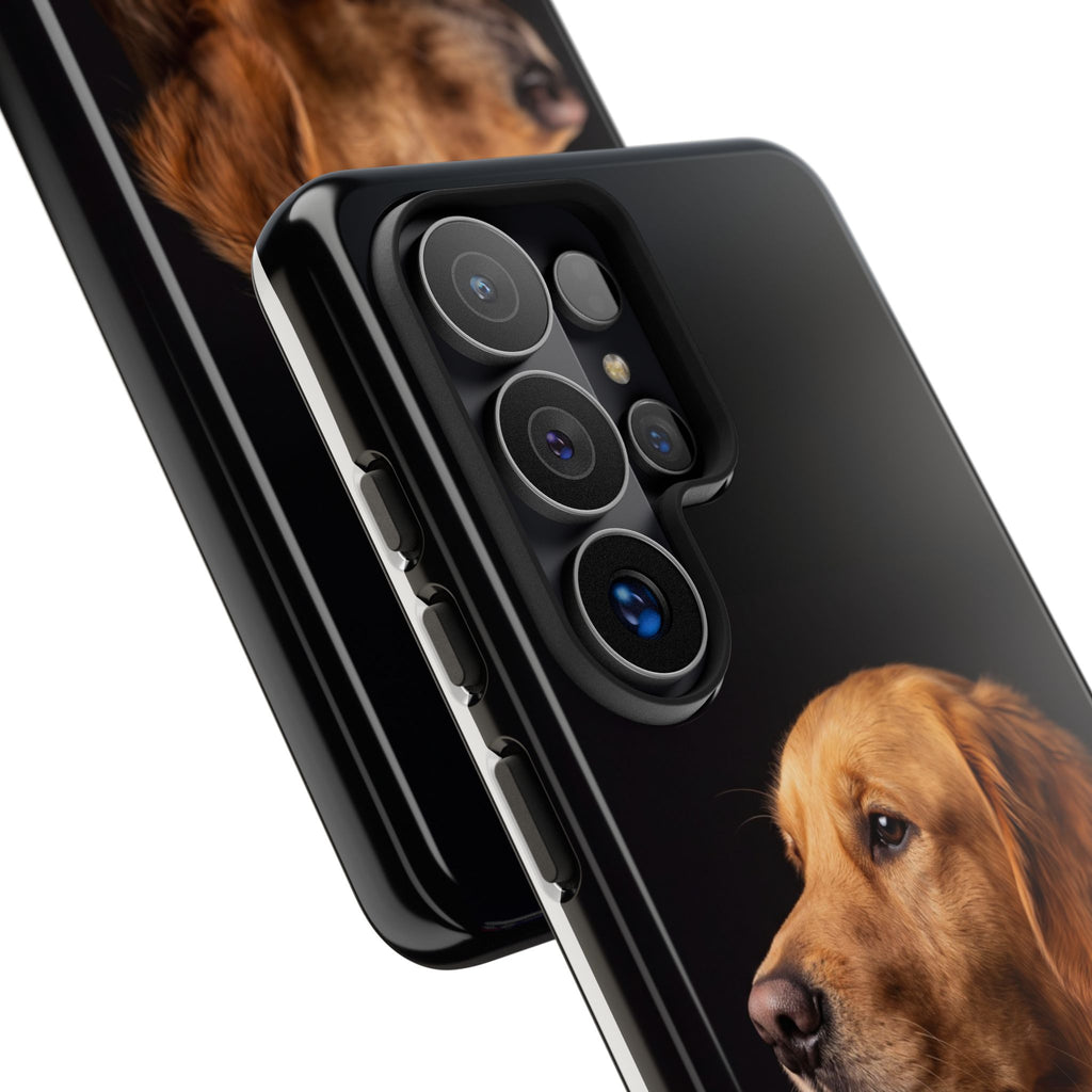 Golden Retriever Portrait Phone Case | Realistic Dog Photo on Black Background | iPhone & Samsung
