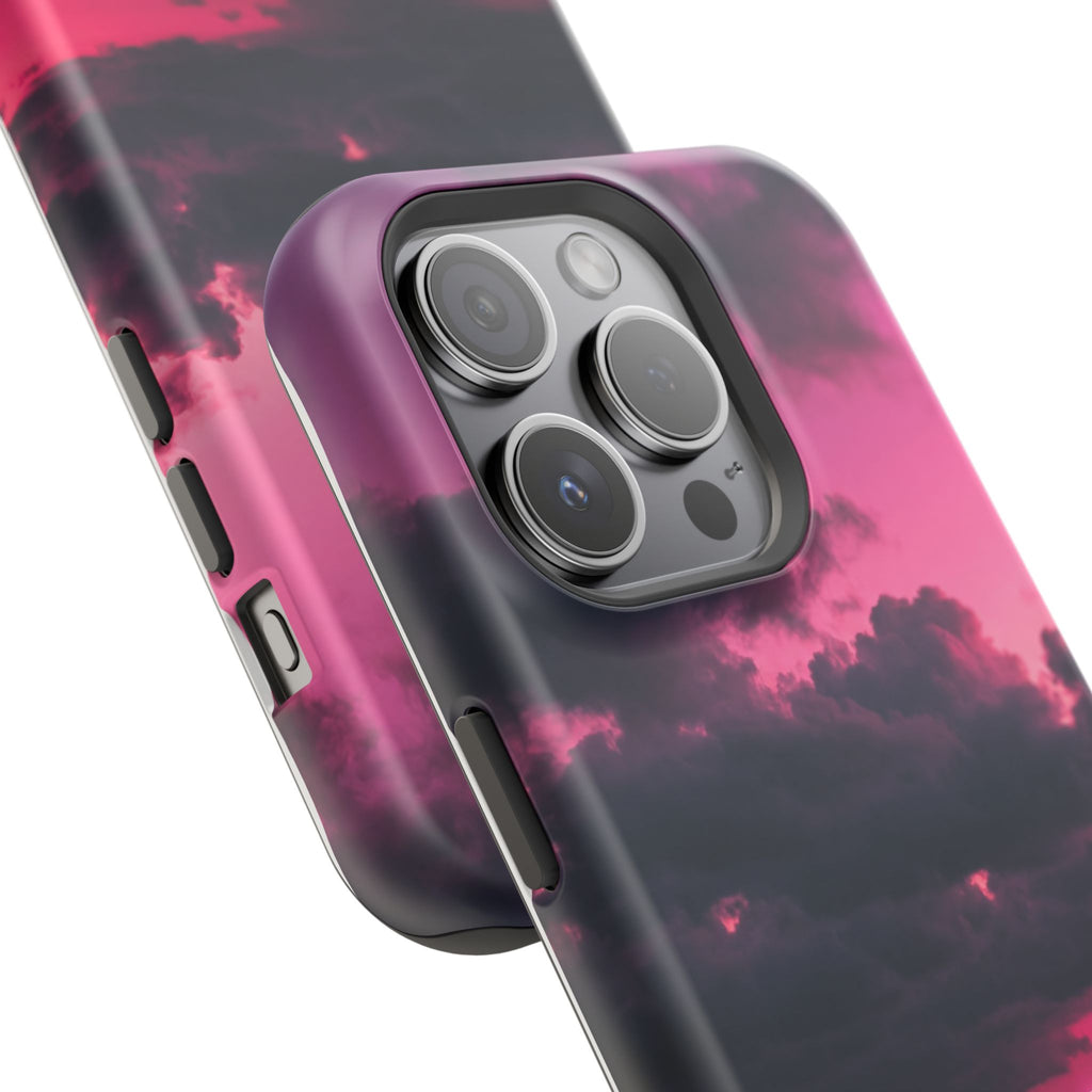 Pink Sky Paw Print Phone Case — Impact-Resistant Wireless Charging Cover