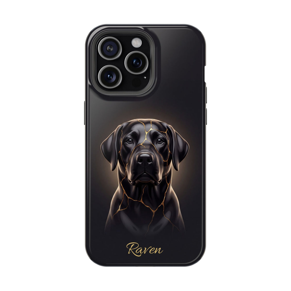 Personalized Obsidian Kintsugi Labrador Phone Case — Tough Magnetic Case with Wireless Charging