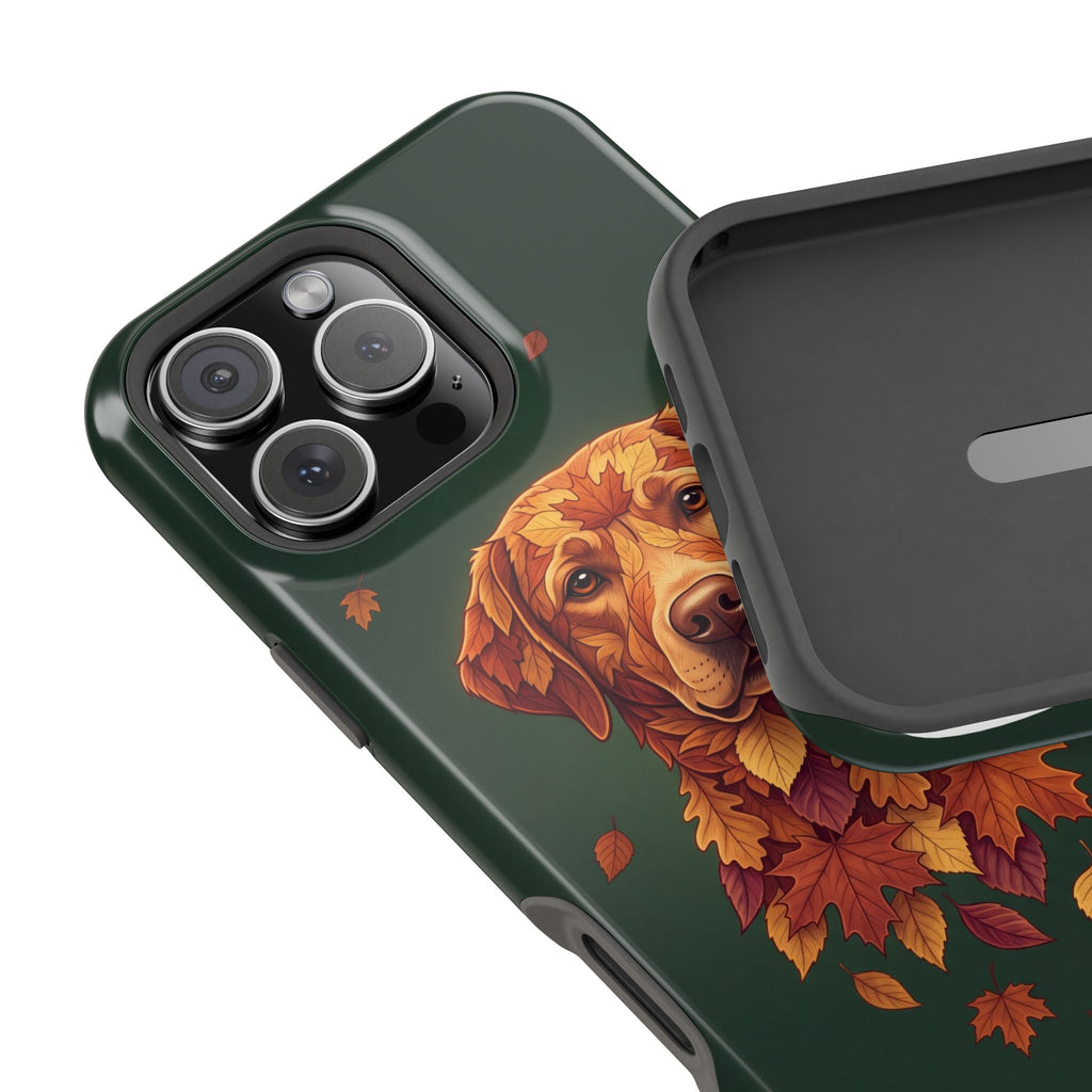 Autumn Leaves Labrador Phone Case — Tough Magnetic Case with Wireless Charging