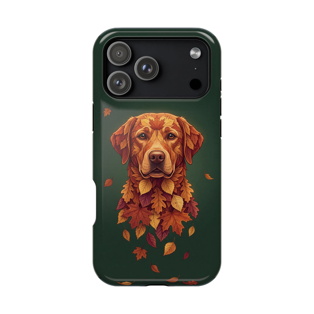 Autumn Leaves Labrador Phone Case — Tough Magnetic Case with Wireless Charging
