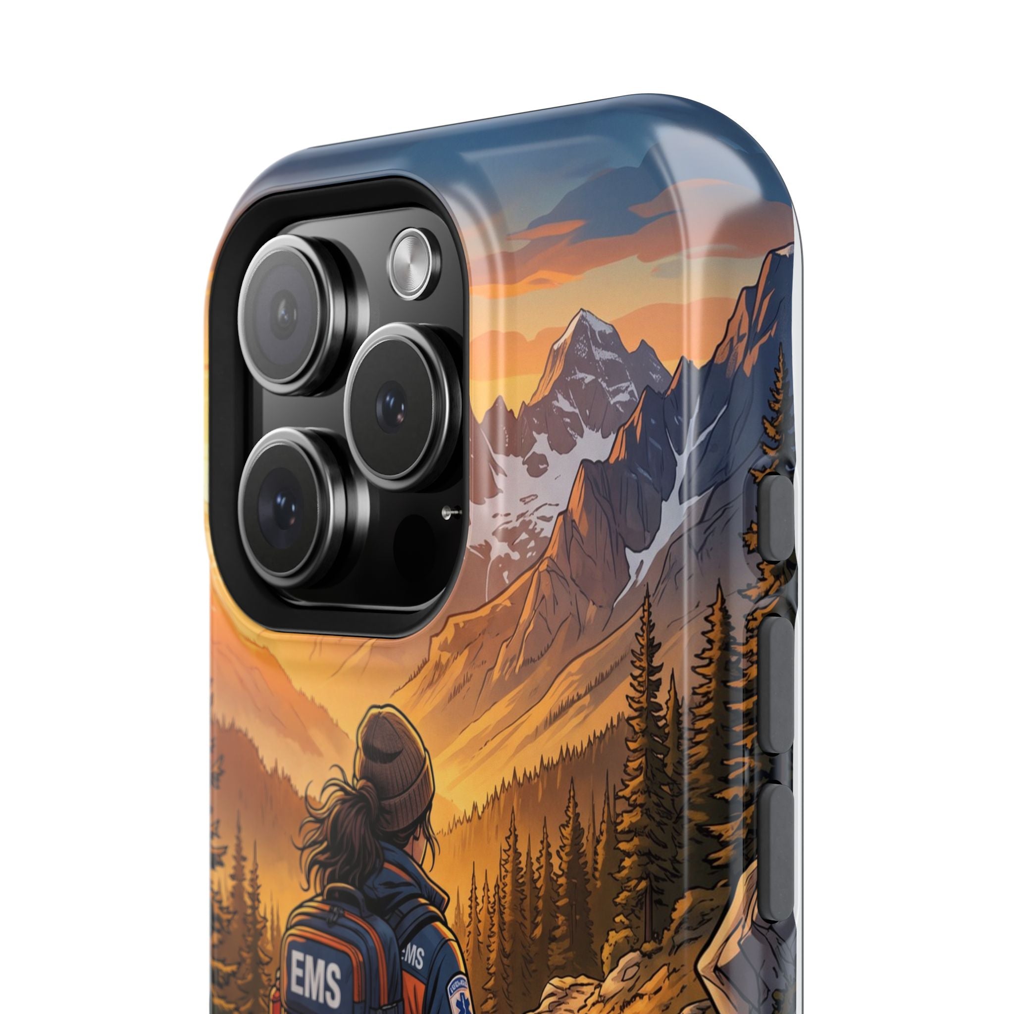 Paramedic/EMT Mountain Phone Case — Magnetic Wireless Charging Cover