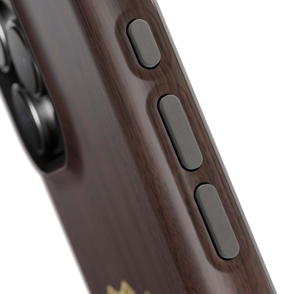 Gold EMS Laurel Badge Wood Phone Case — Magnetic Wireless Charging Cover