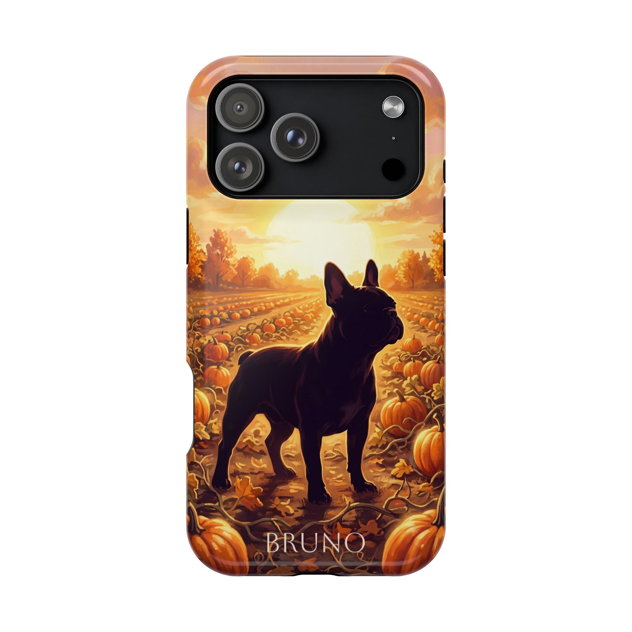 Personalized French Bulldog Pumpkin Patch Phone Case — Wireless Charging Cover