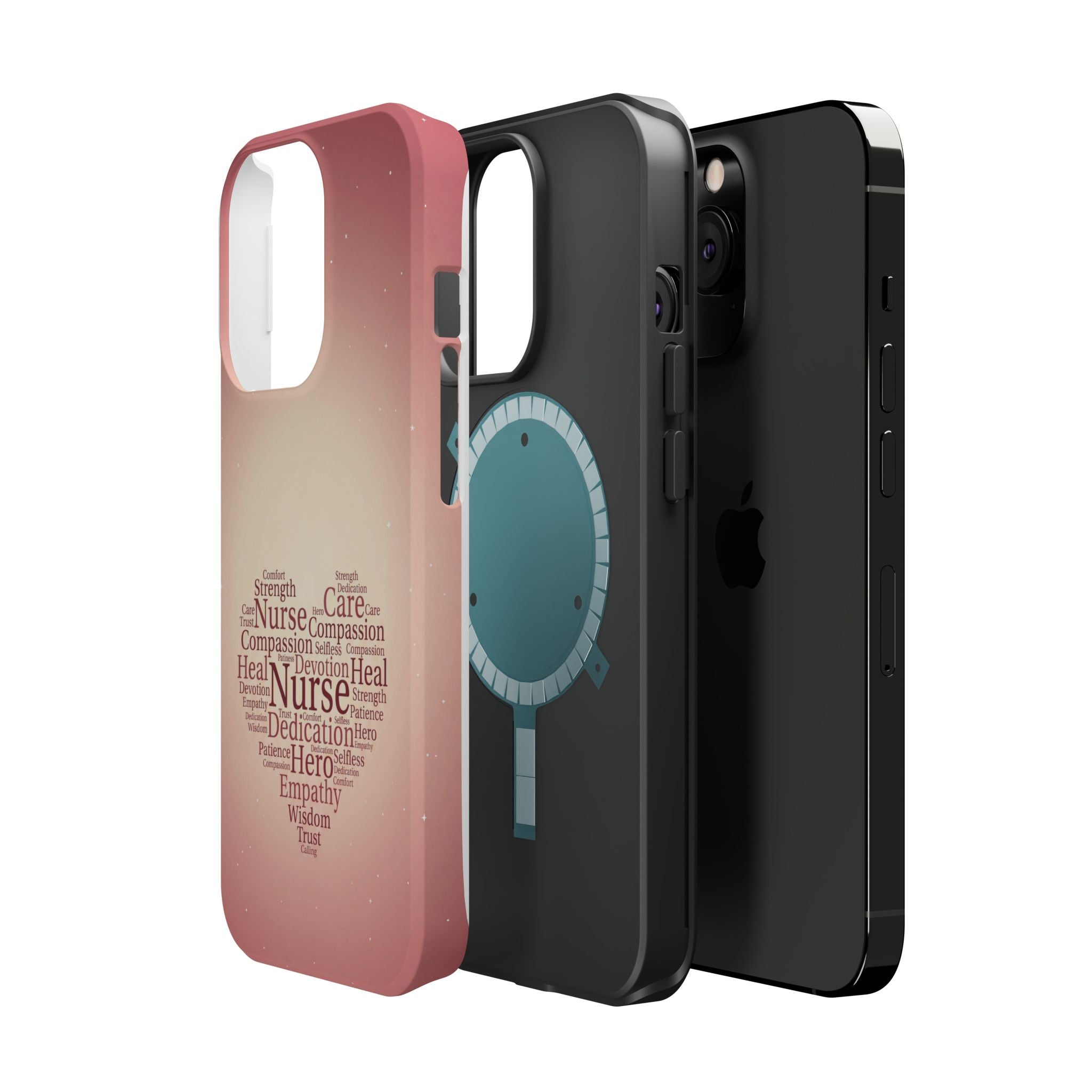 Nurse Heart Word Art Phone Case — Impact-Resistant Wireless Charging Cover