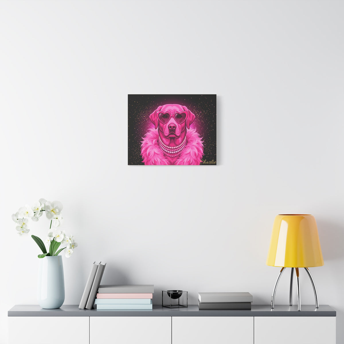 Labrador Personalized Canvas | Pink Glam Diva Wall Art
