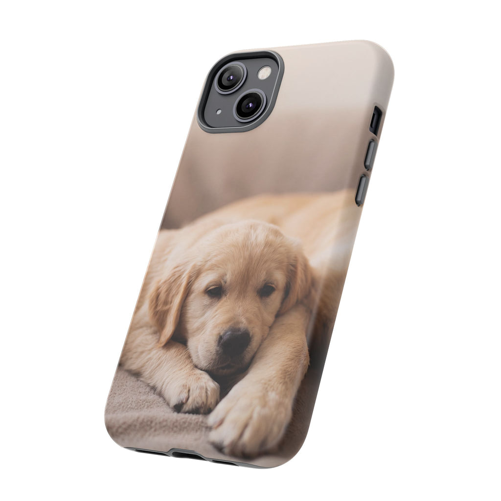 Sleepy Golden Retriever Puppy Phone Case | Cozy Cuddly Puppy Portrait | Samsung & iPhone