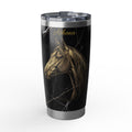 Horse Personalized Tumbler | Gold Engraved Marble Art — 20 oz Stainless Travel Mug