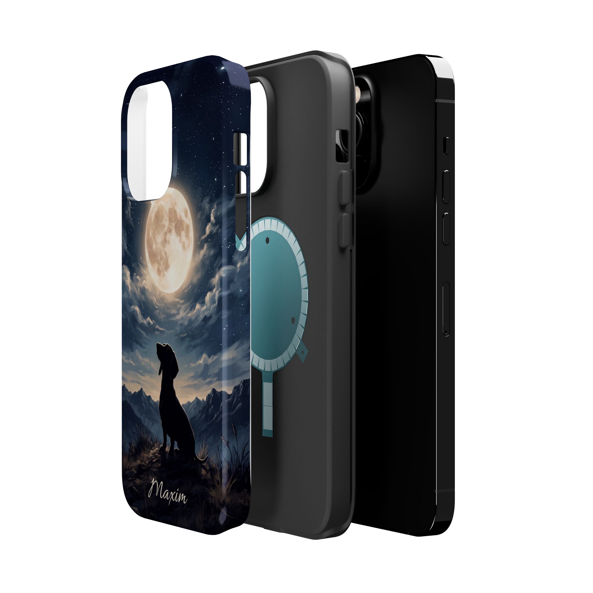Personalized Dachshund Moonlight Phone Case — Wireless Charging Cover