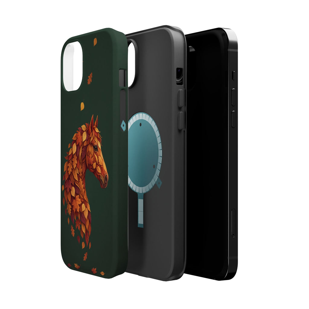 Autumn Leaves Horse Phone Case — Tough Magnetic Case with Wireless Charging