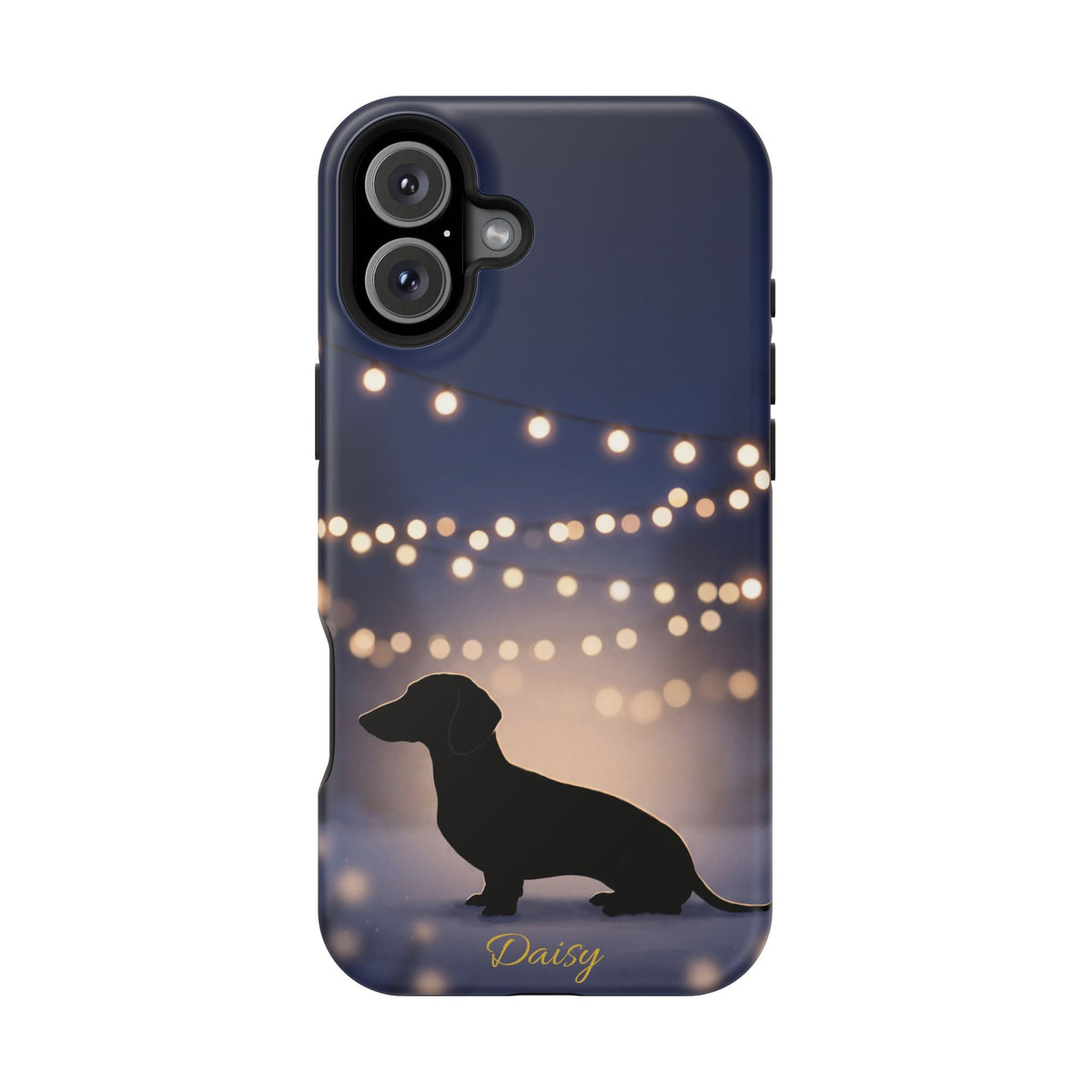 Personalized Dachshund Fairy Lights Phone Case — Wireless Charging Cover