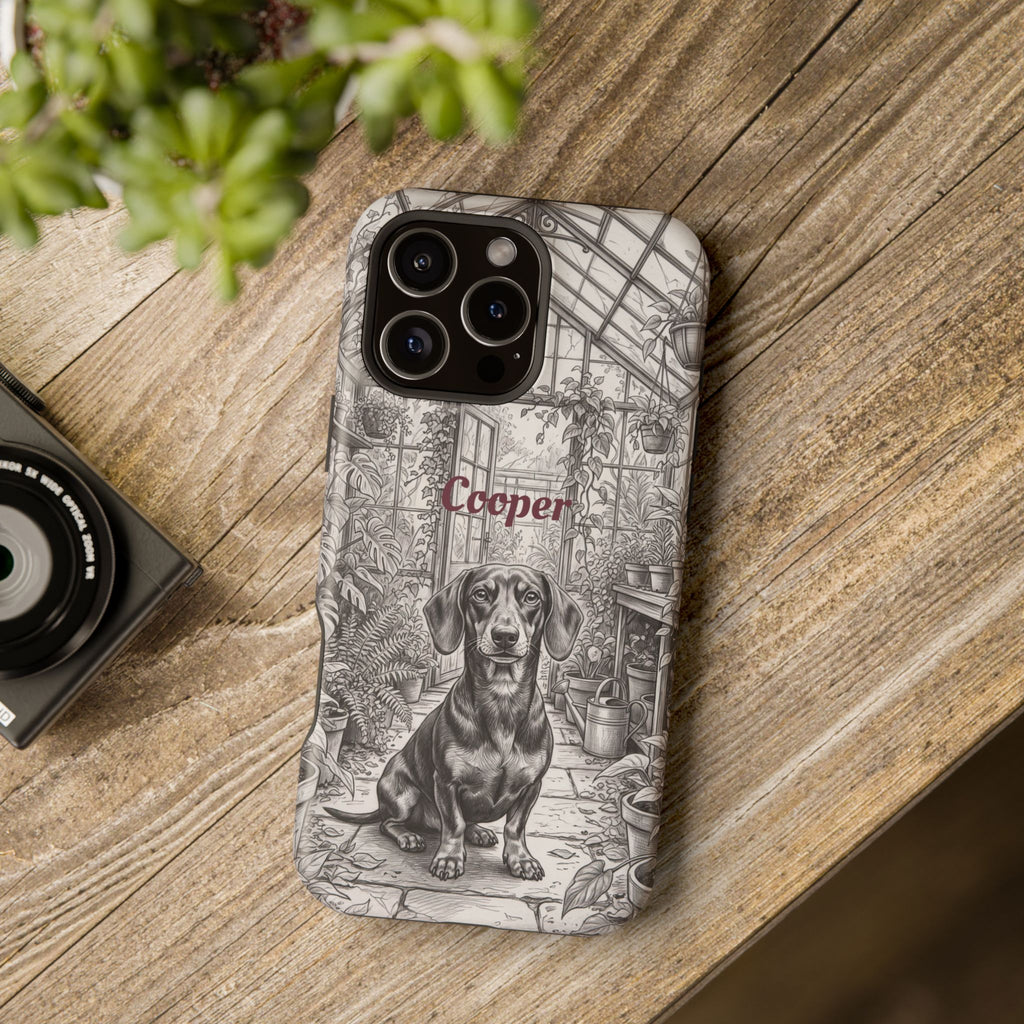 Personalized Dachshund Vintage Greenhouse Phone Case — Wireless Charging Cover