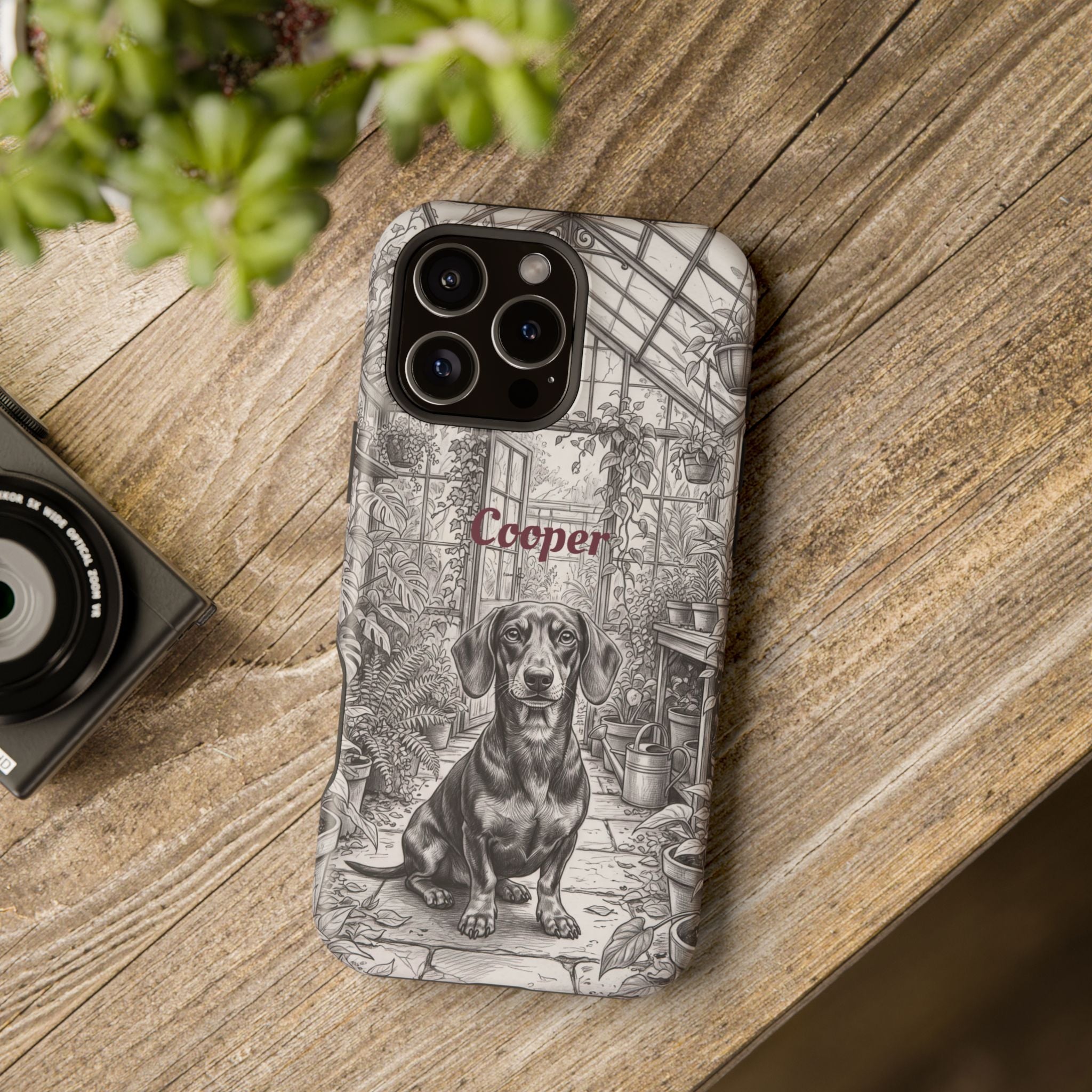 Personalized Dachshund Vintage Greenhouse Phone Case — Wireless Charging Cover