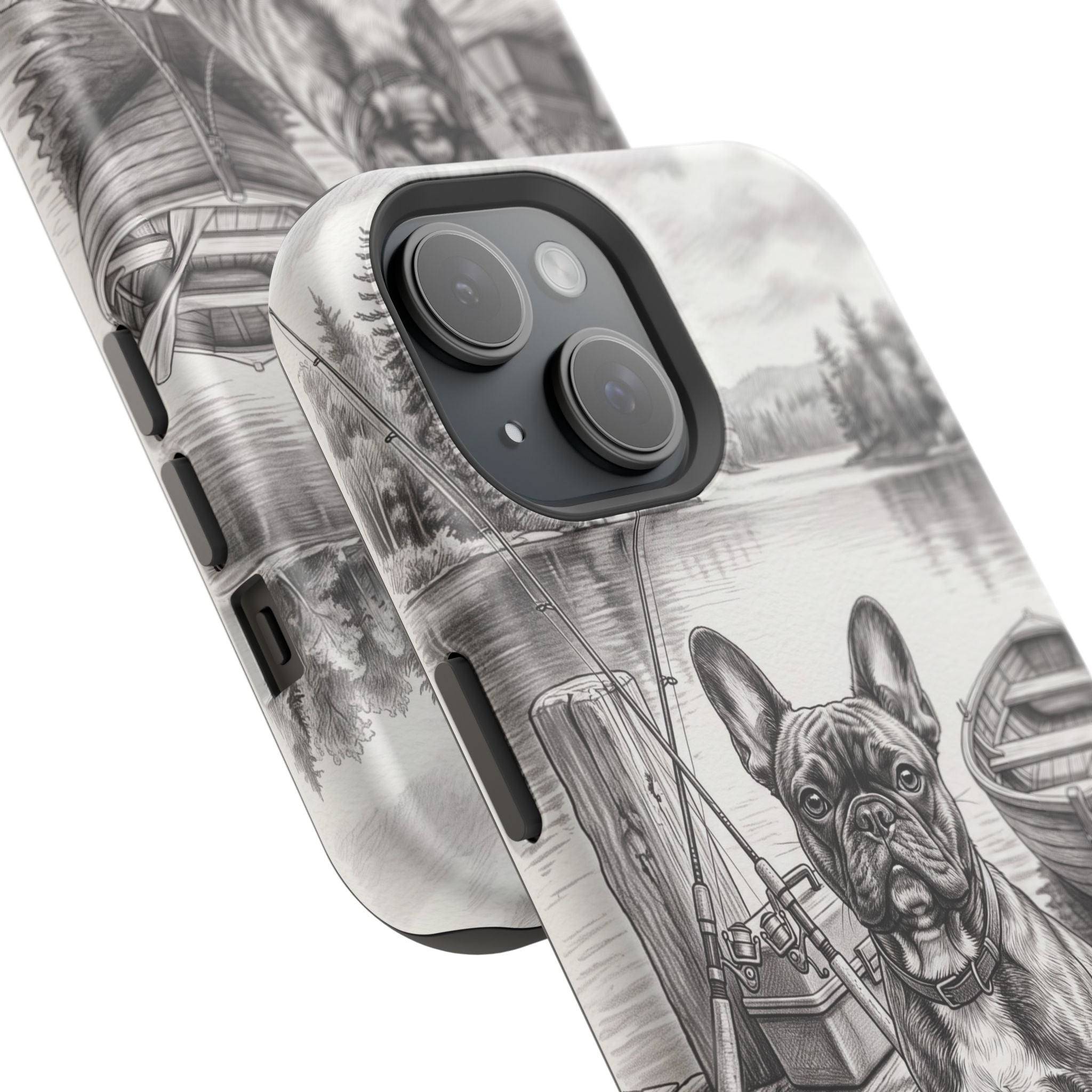 Personalized French Bulldog Lakeside Dock Phone Case — Wireless Charging Cover