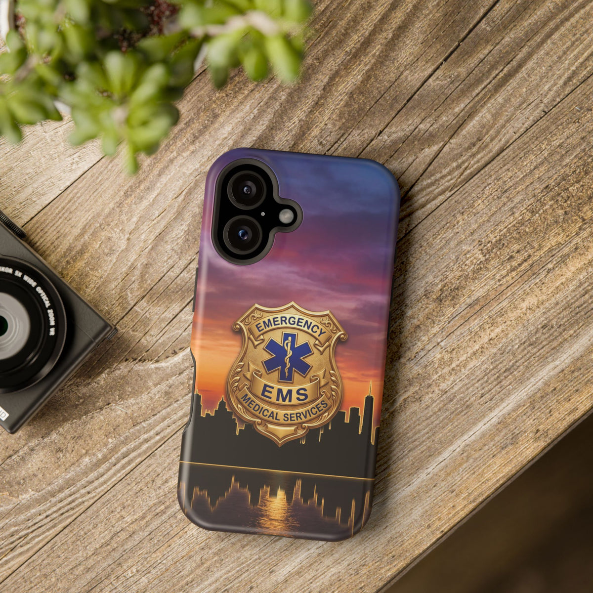 EMS Badge Sunset Skyline Phone Case — Magnetic Wireless Charging Cover