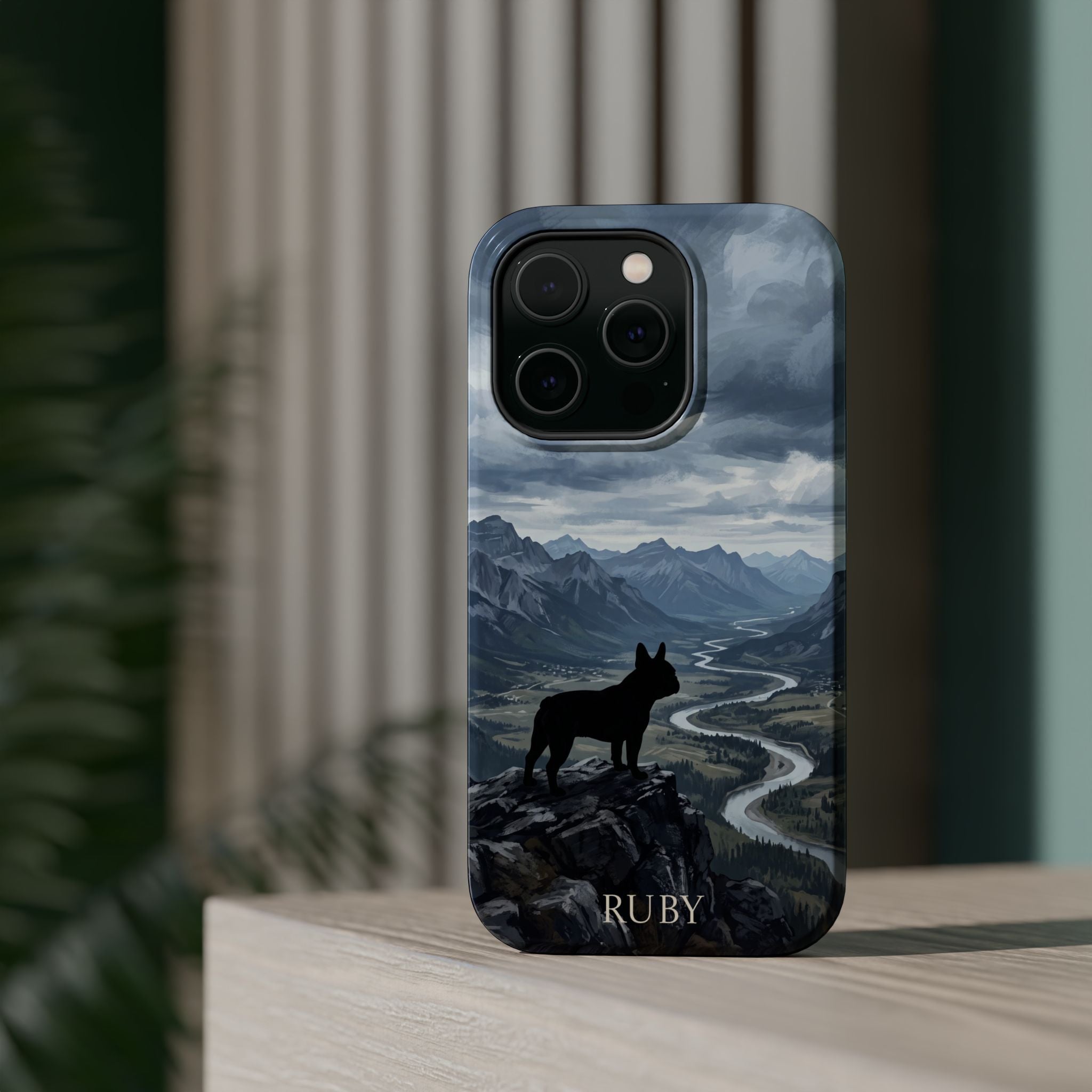 Personalized French Bulldog Mountain Valley Phone Case — Wireless Charging Cover
