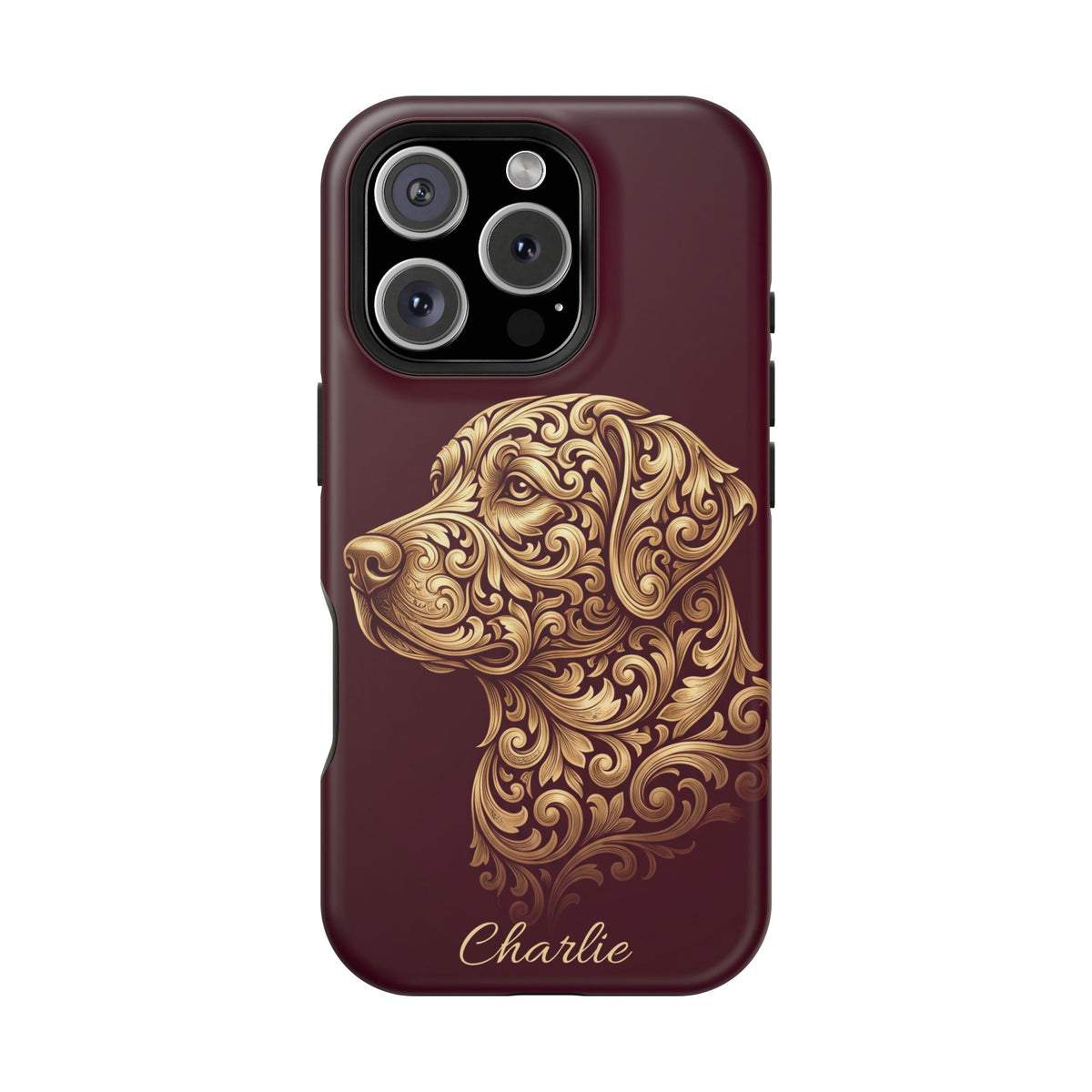 Personalized Gold Filigree Labrador Phone Case — Tough Magnetic Case with Wireless Charging