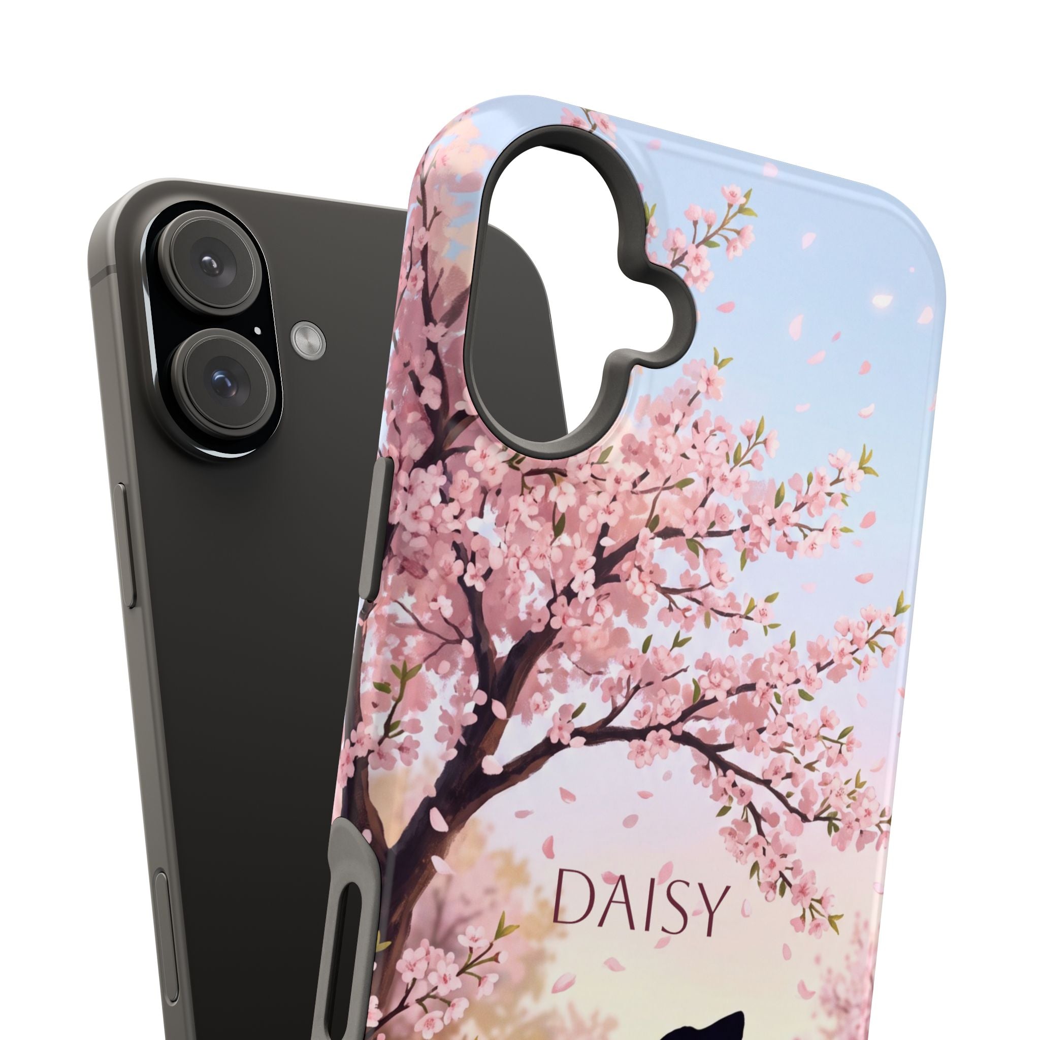 Personalized Dachshund Cherry Blossom Phone Case — Wireless Charging Cover