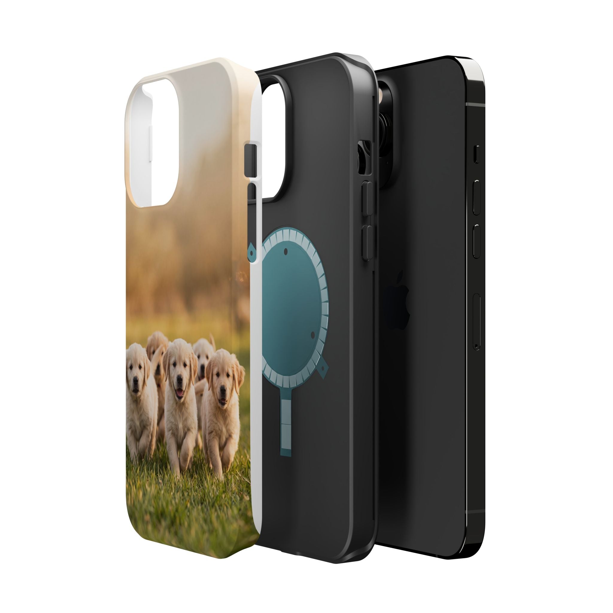 Golden Retriever Puppies Phone Case — Impact-Resistant Wireless Charging Cover