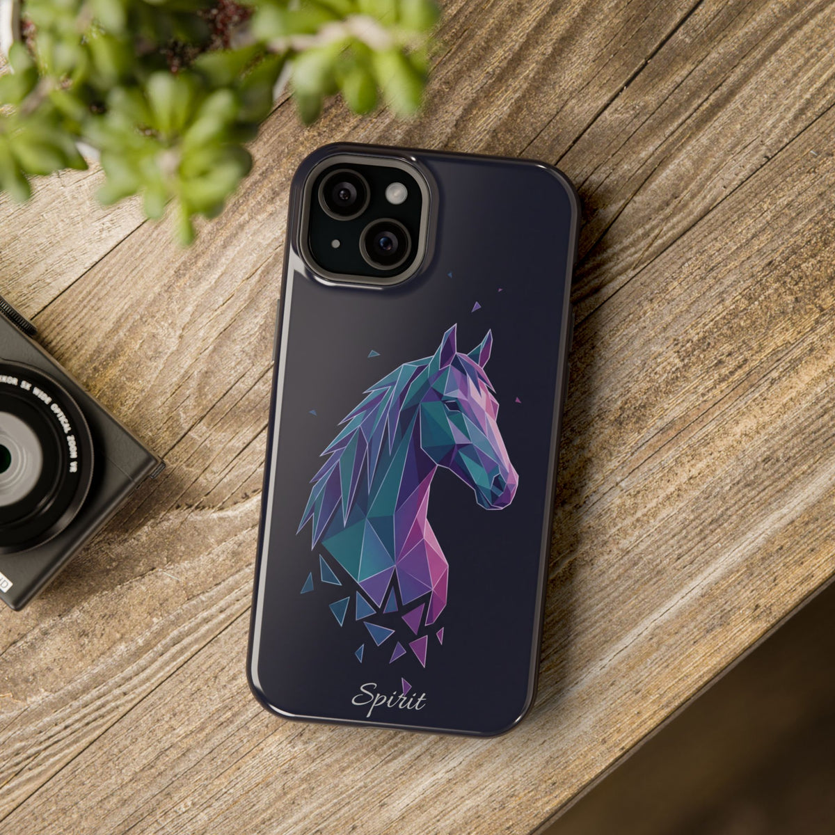 Personalized Geometric Horse Phone Case — Tough Magnetic Case with Wireless Charging