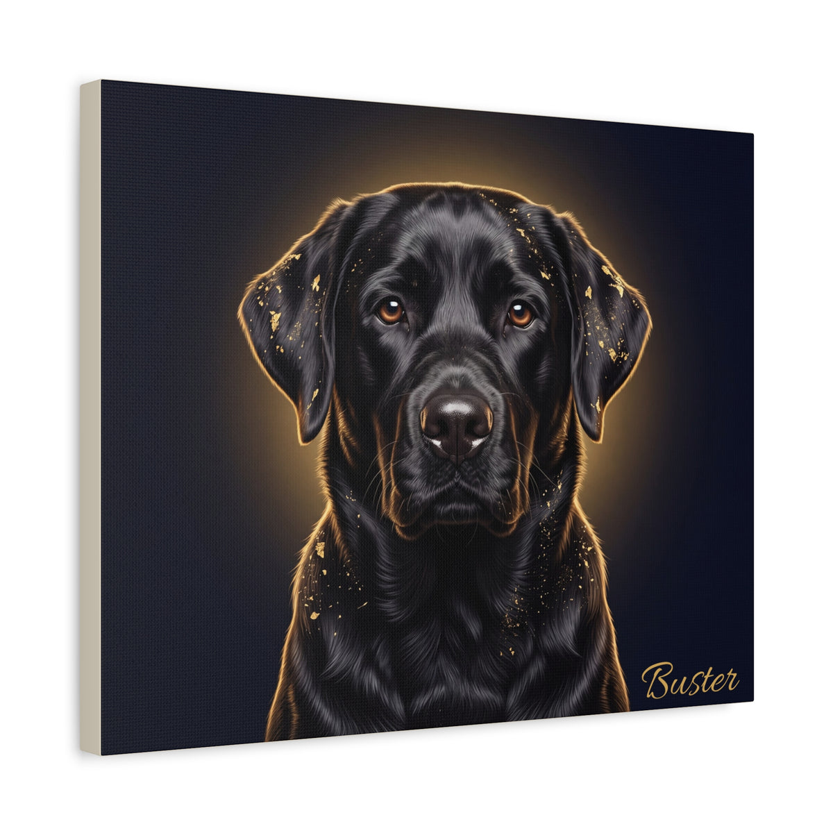 Black Labrador Personalized Canvas | Golden Glow Wall Art