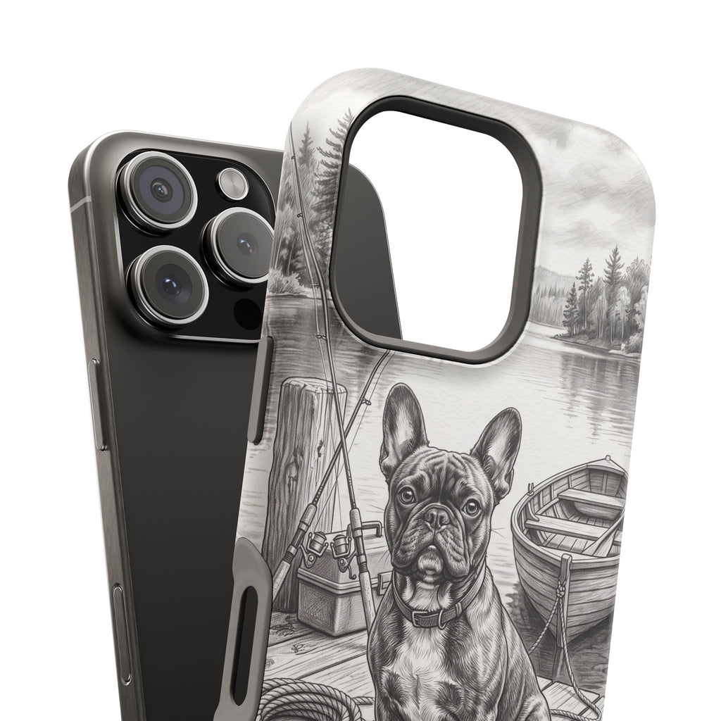 Personalized French Bulldog Lakeside Dock Phone Case — Wireless Charging Cover