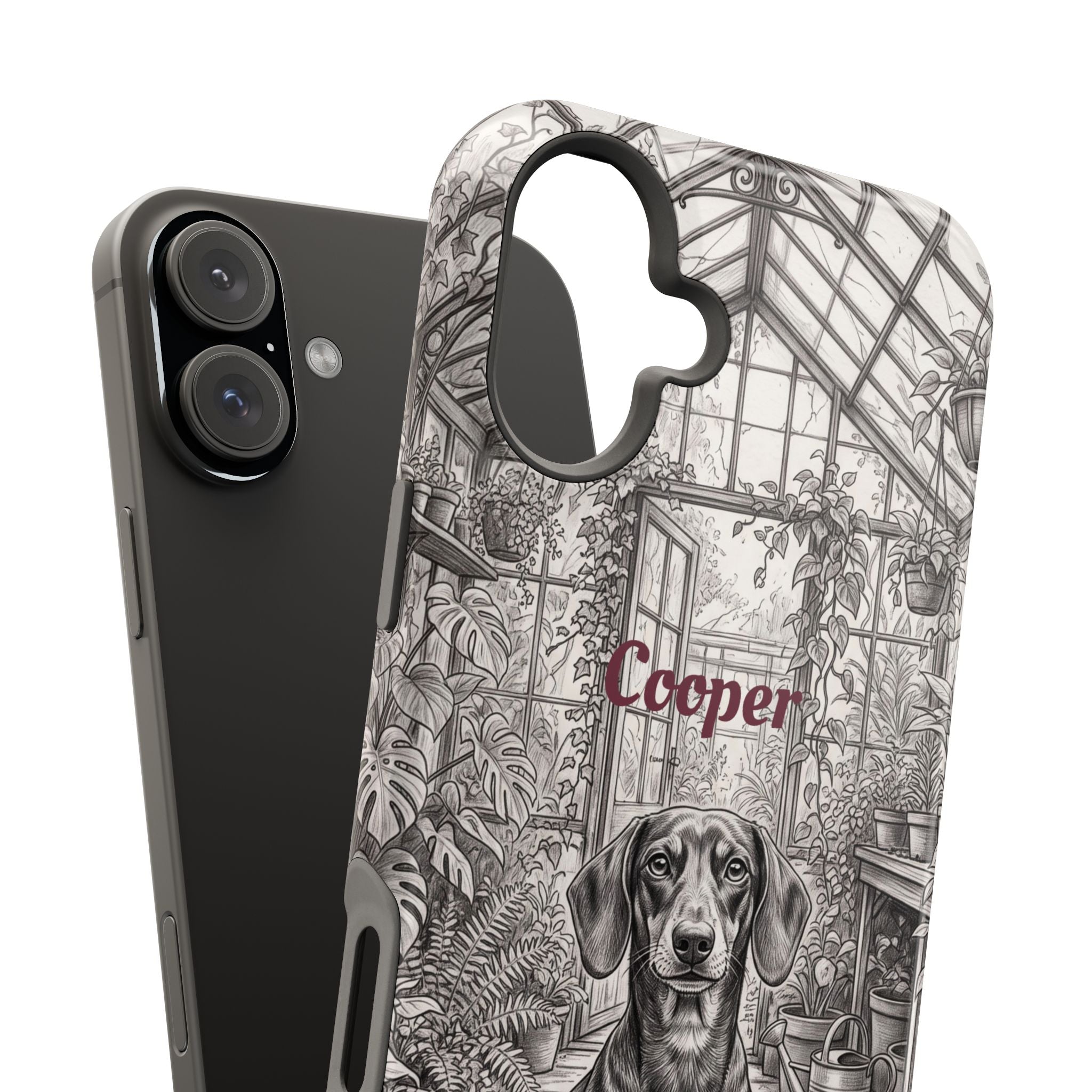 Personalized Dachshund Vintage Greenhouse Phone Case — Wireless Charging Cover