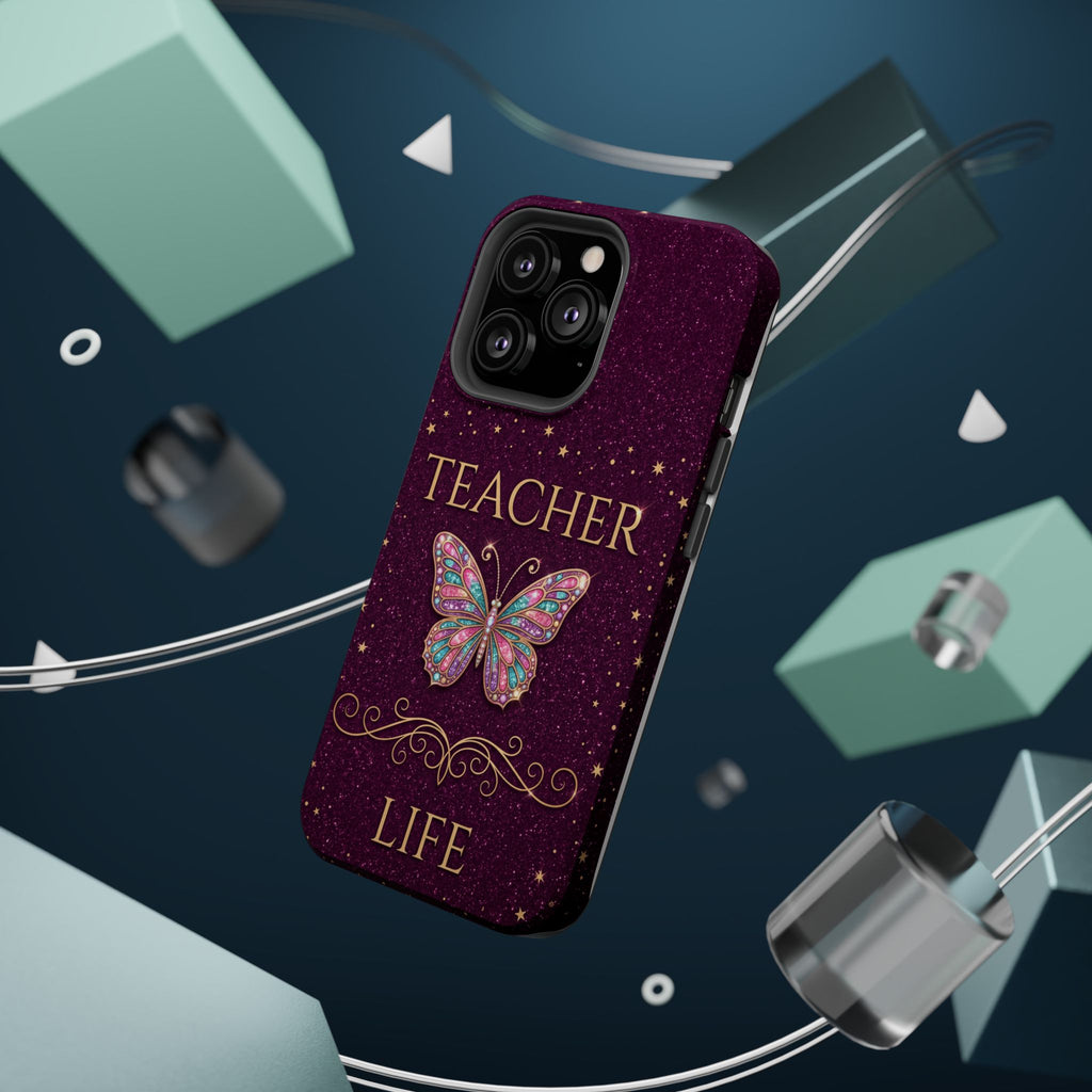 Teacher Life Glitter Butterfly Phone Case — Wireless Charging Cover