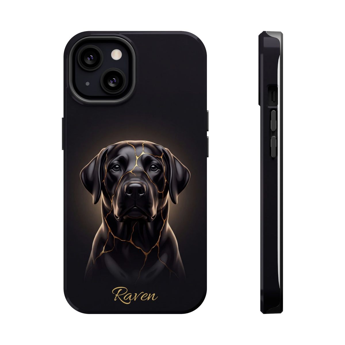 Personalized Obsidian Kintsugi Labrador Phone Case — Tough Magnetic Case with Wireless Charging