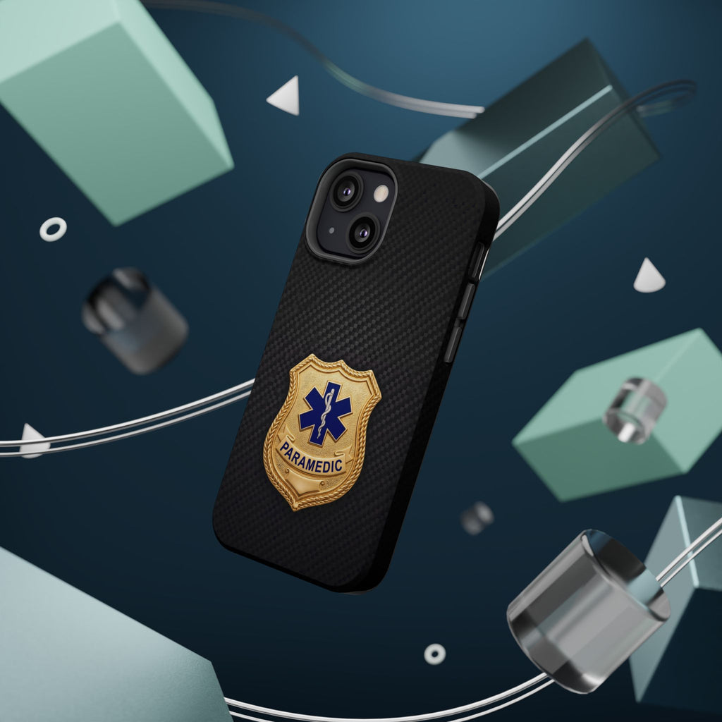 Gold Paramedic Badge Black Phone Case — Magnetic Wireless Charging Cover
