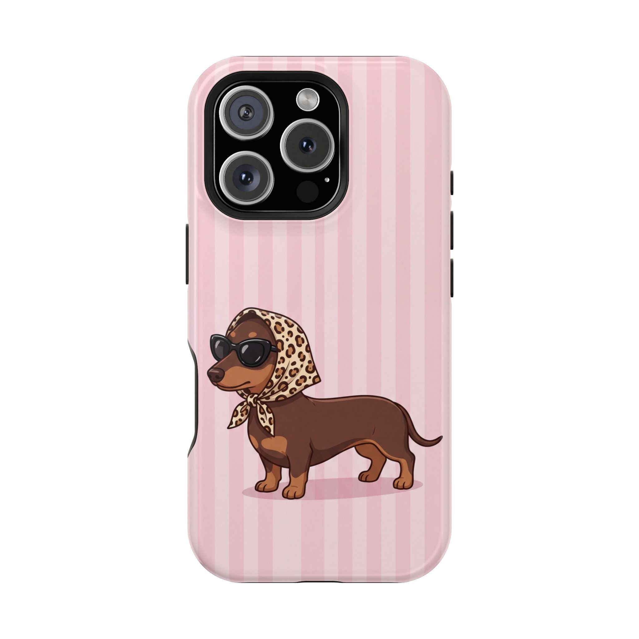 Preppy Dachshund Phone Case — Impact-Resistant Wireless Charging Cover