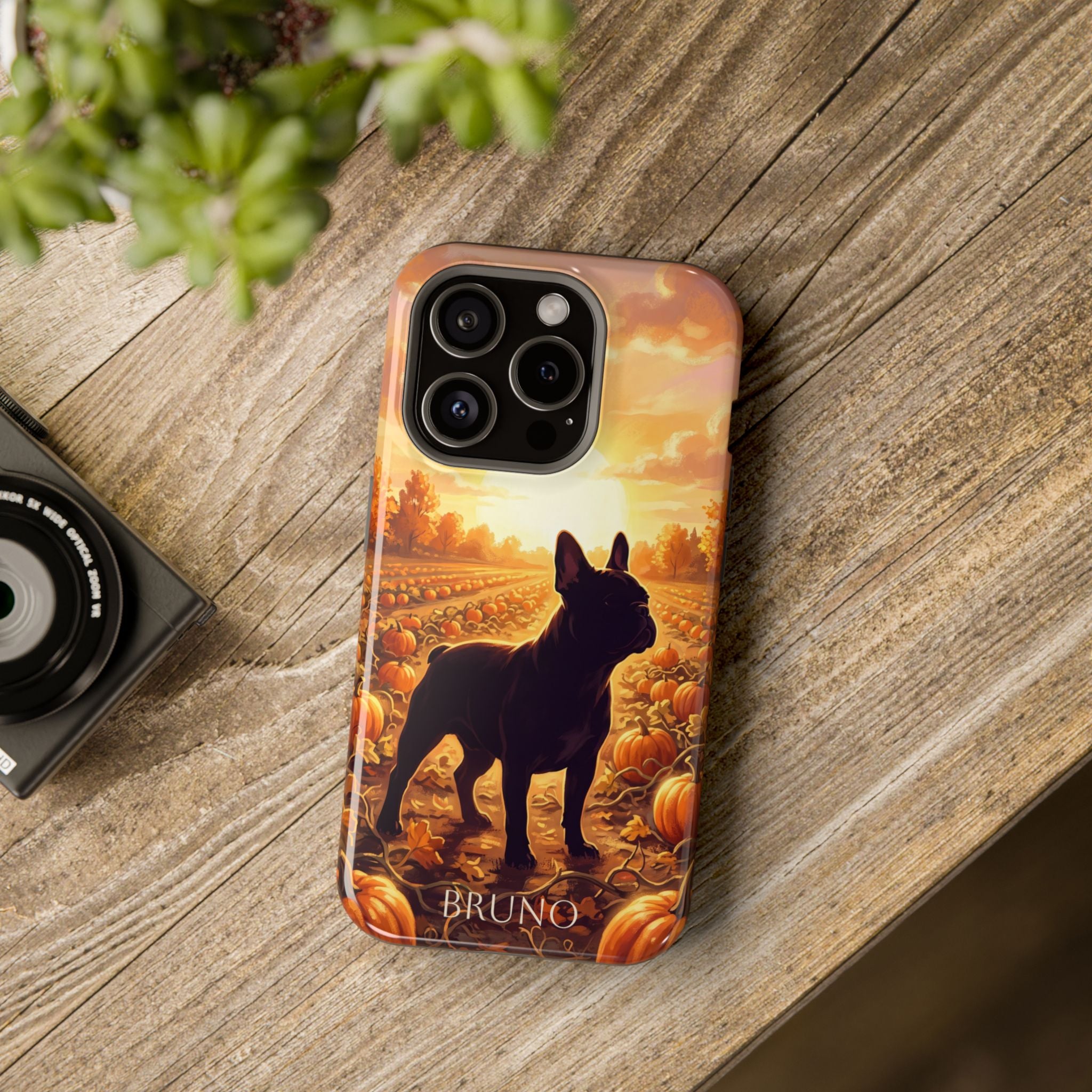 Personalized French Bulldog Pumpkin Patch Phone Case — Wireless Charging Cover
